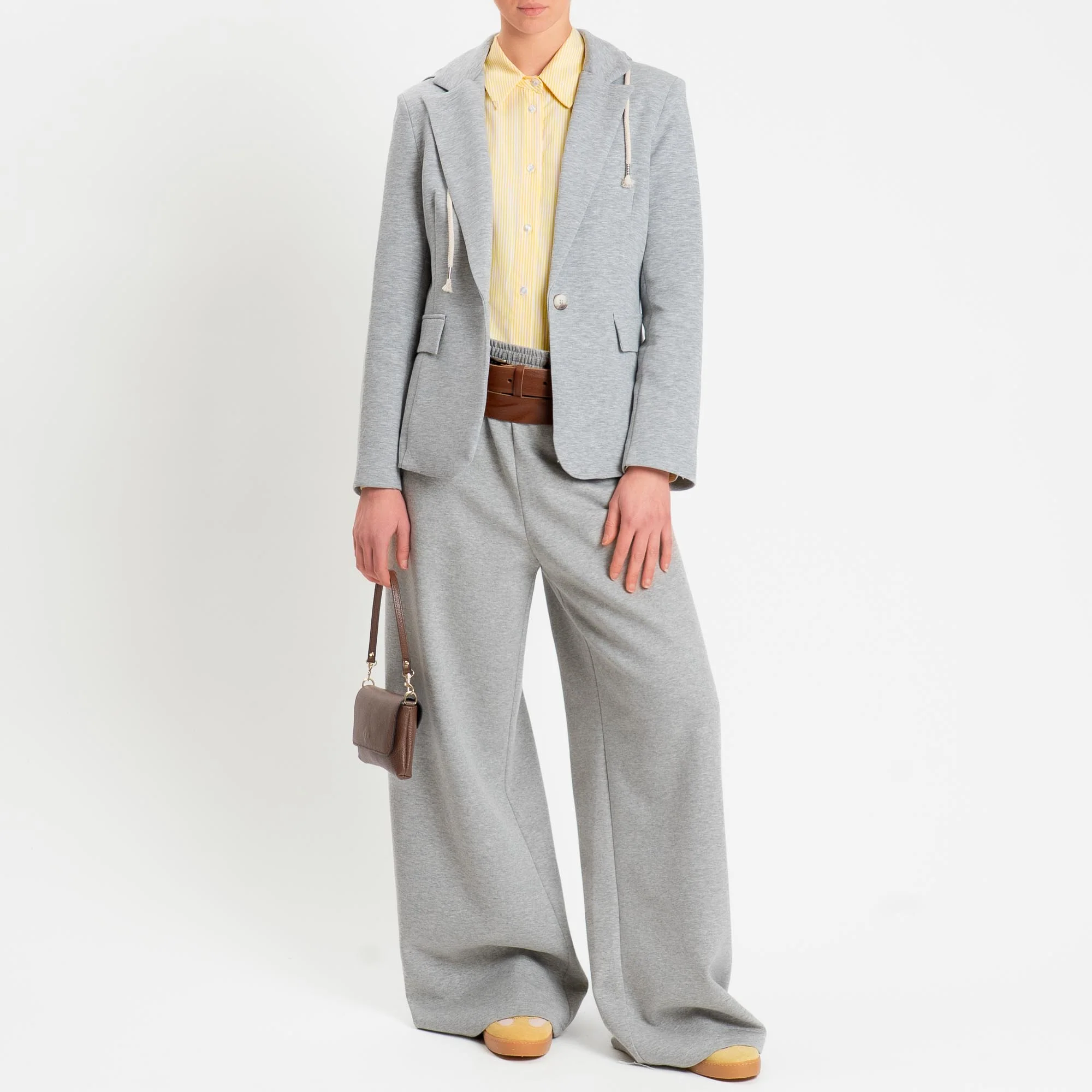 Tensione in-Pantalone wide leg elastico in vita - grigio - Image 4