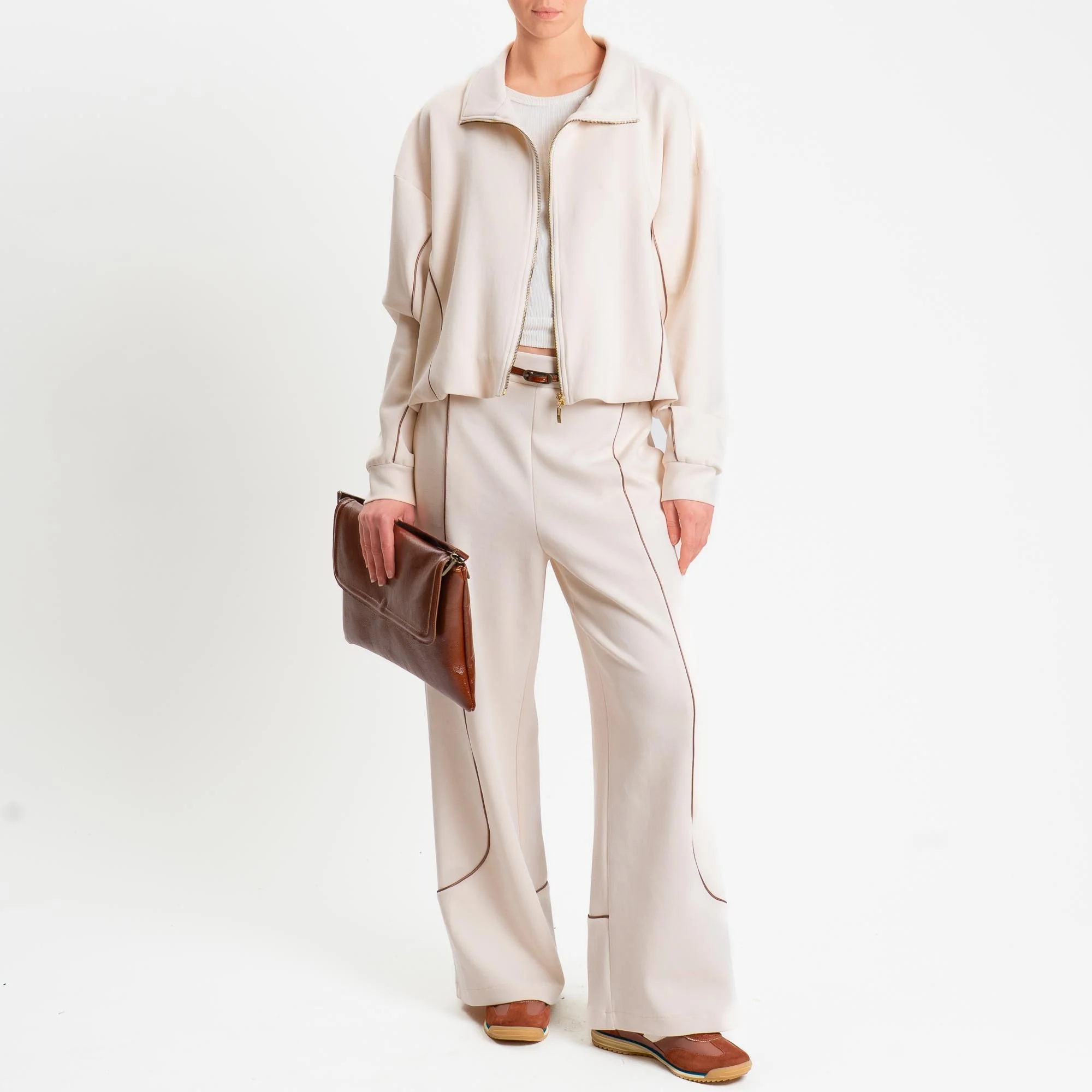 Tensione in-Pantalone felpa wide leg elastico dietro - avorio/moro - Image 3