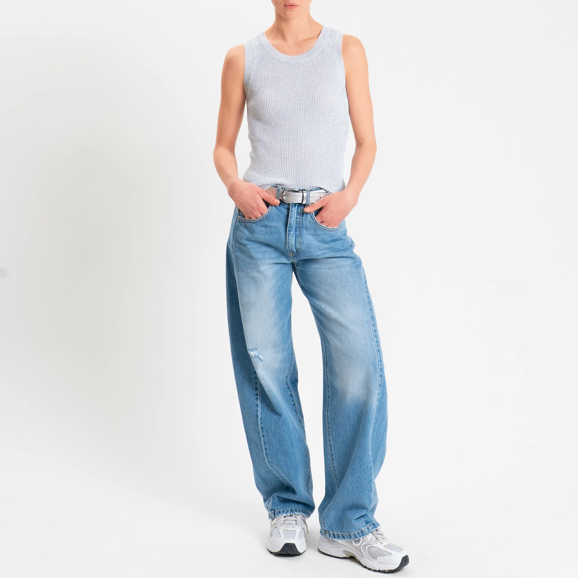 Vicolo-Top maglia in lurex - naturale/argento