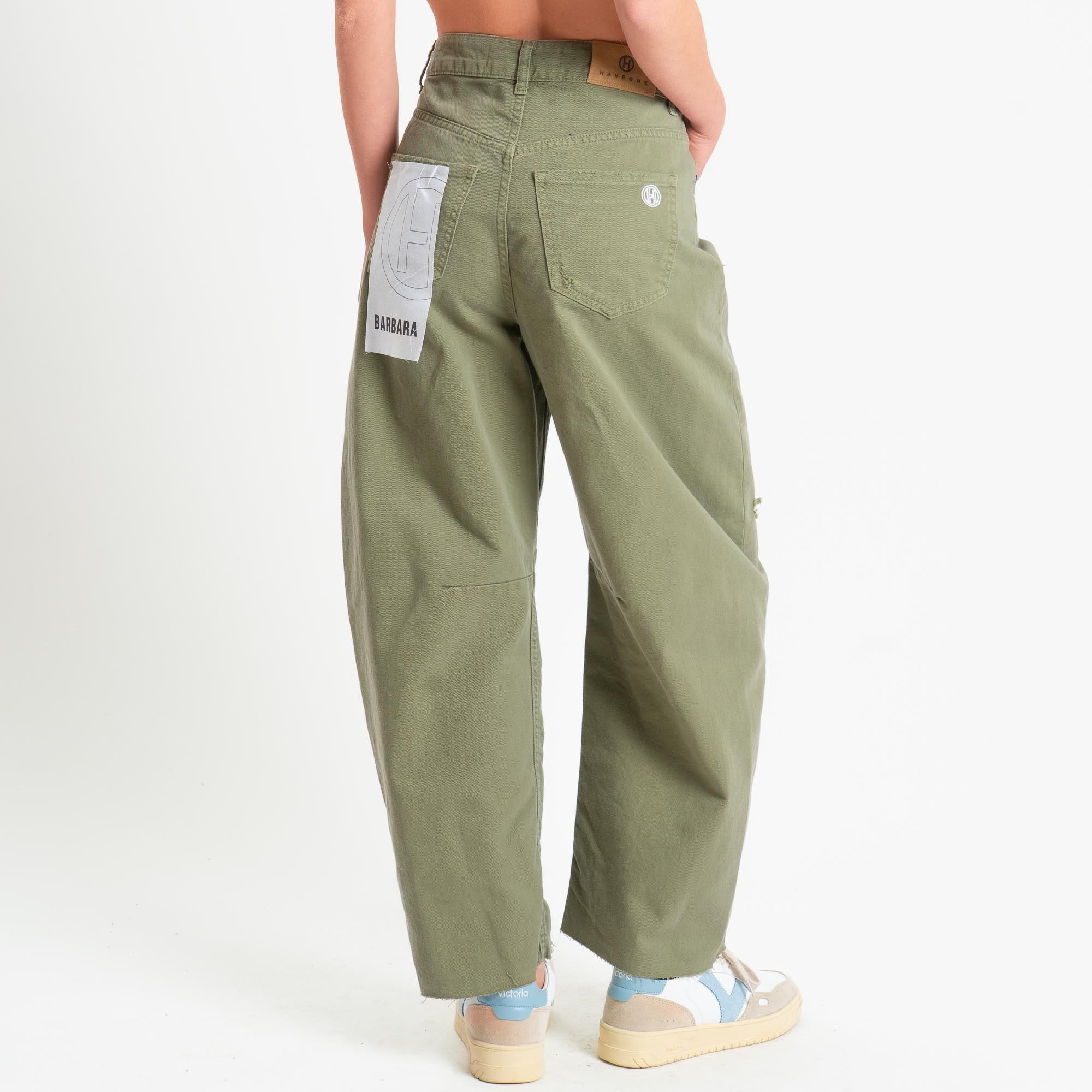 Haveone-Jeans BARBARA drill barrel fit con rotture - salvia - Image 3
