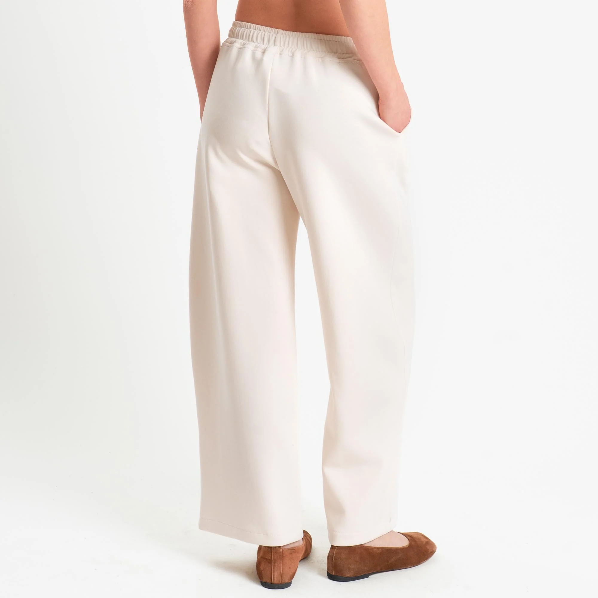 Haveone-Pantalone felpa elastico in vita - panna - Image 4