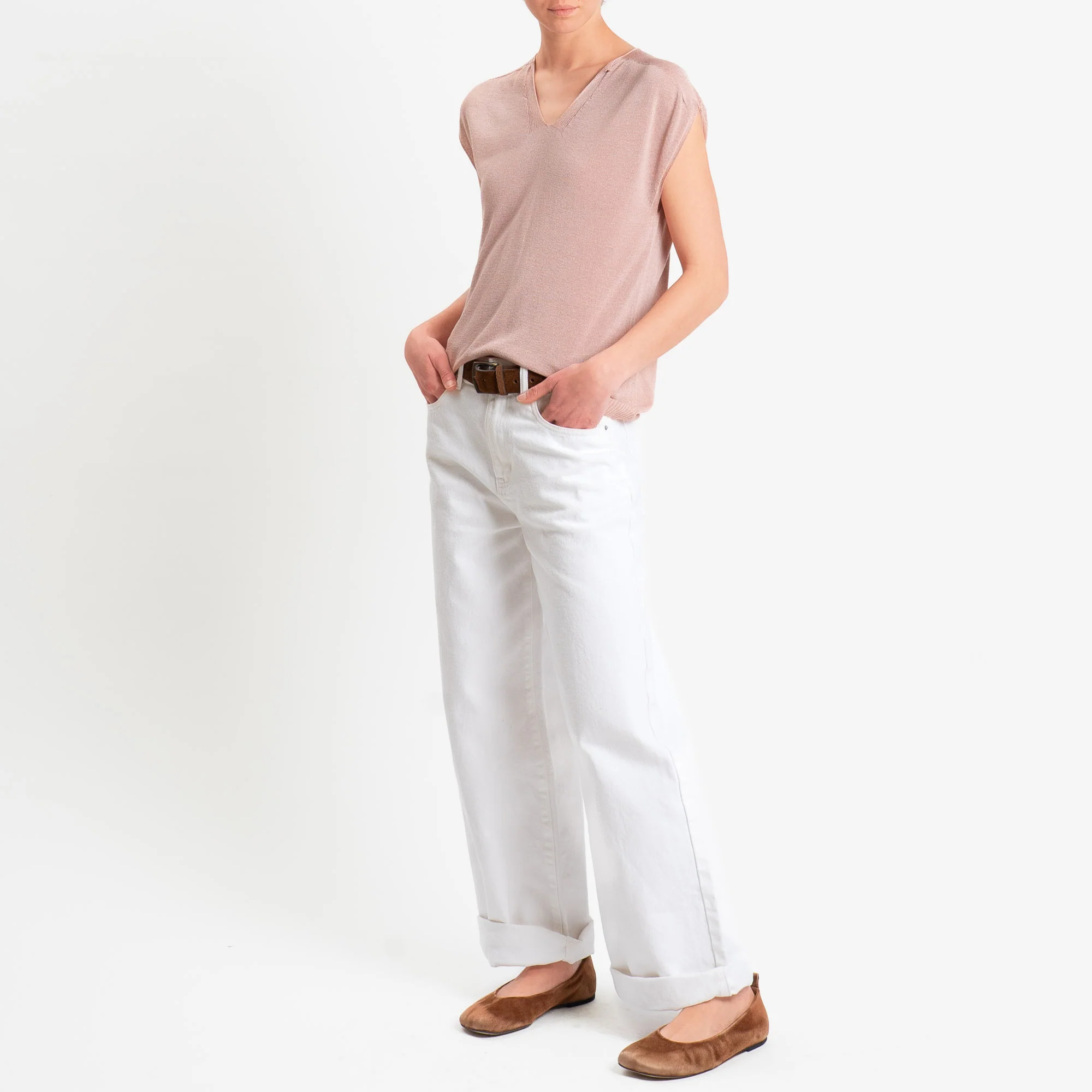 Dixie-Maglia smanicata scollo v - nude