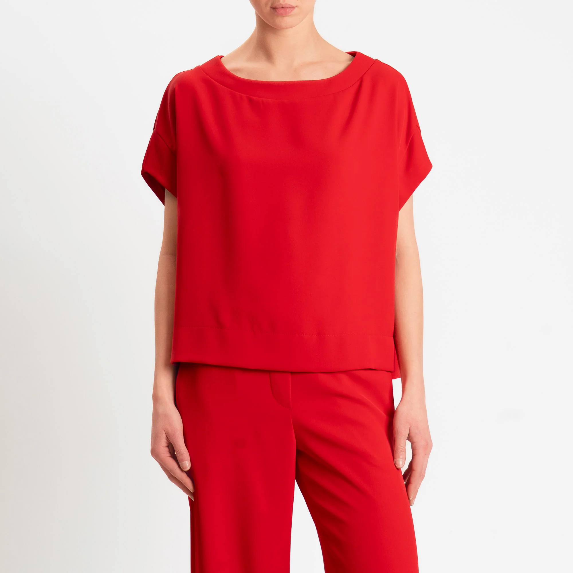 Souvenir-Blusa smanicata tessuto fluido - rosso - Image 2