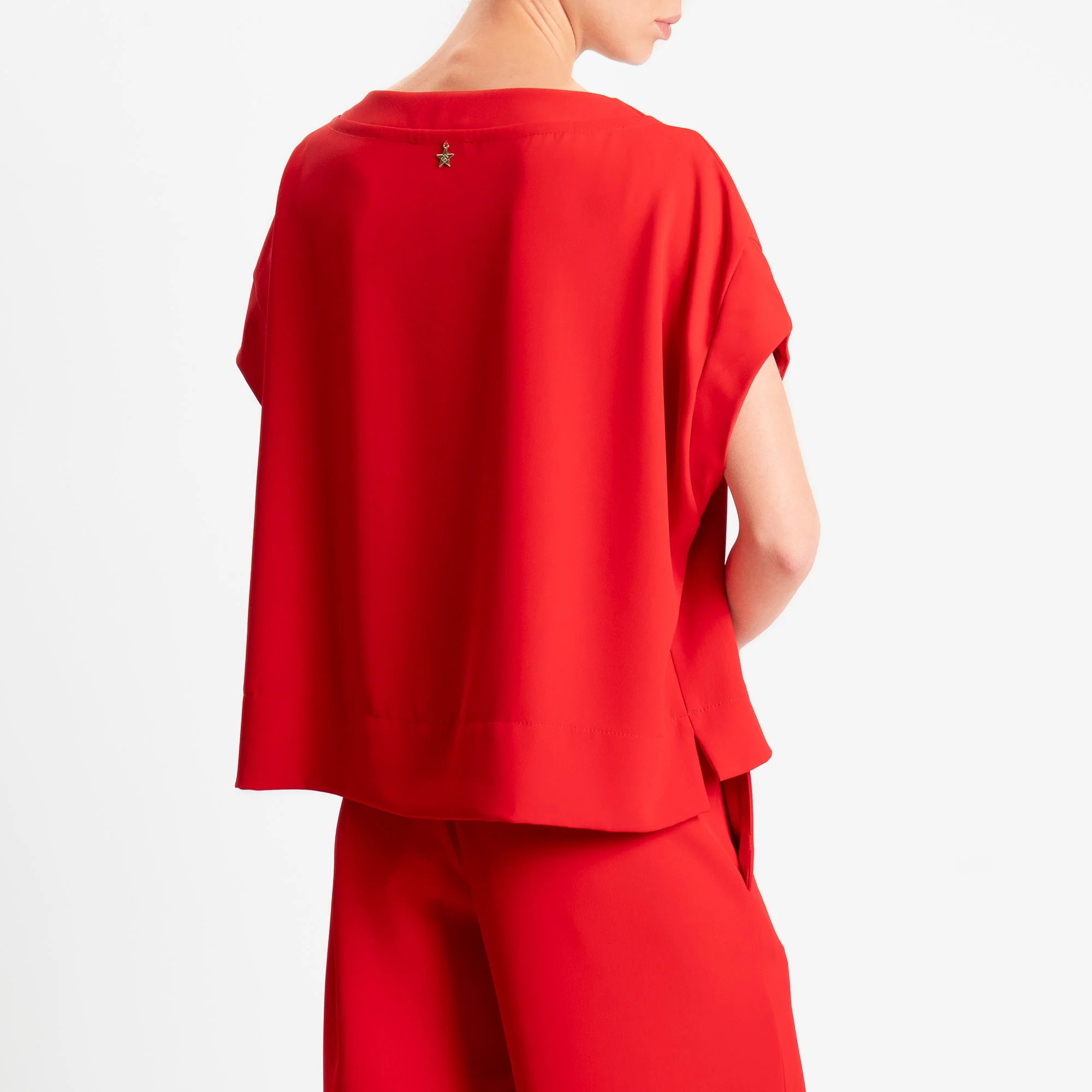 Souvenir-Blusa smanicata tessuto fluido - rosso - Image 4