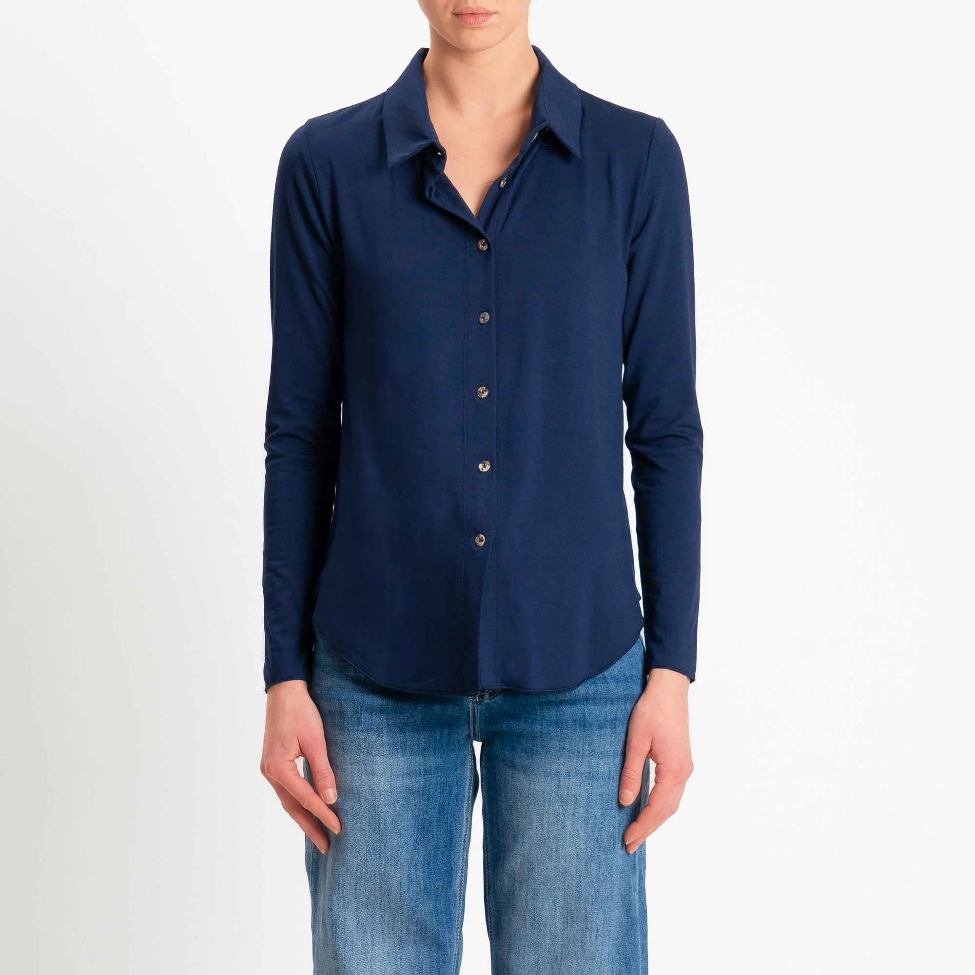 Zeroassoluto-Camicia CARLY in jersey di viscosa elasticizzata - blu - Image 3