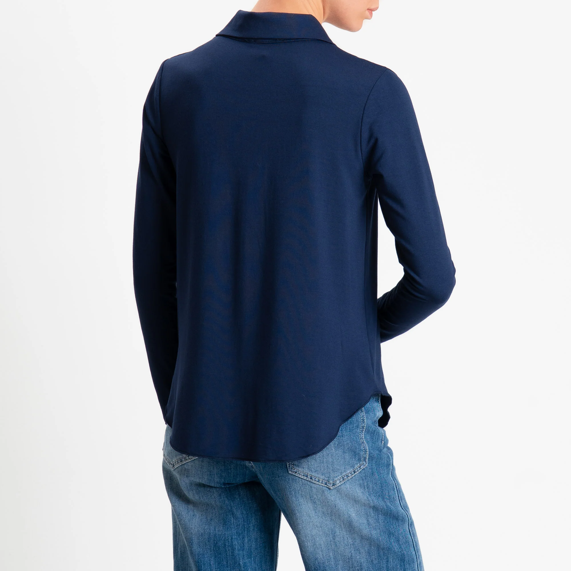 Zeroassoluto-Camicia CARLY in jersey di viscosa elasticizzata - blu - Image 4