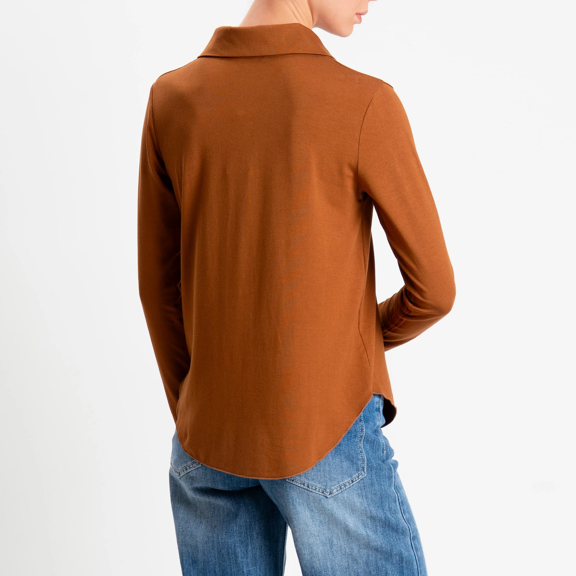 Zeroassoluto-Camicia CARLY in jersey di viscosa elasticizzata - cuoio - Image 4