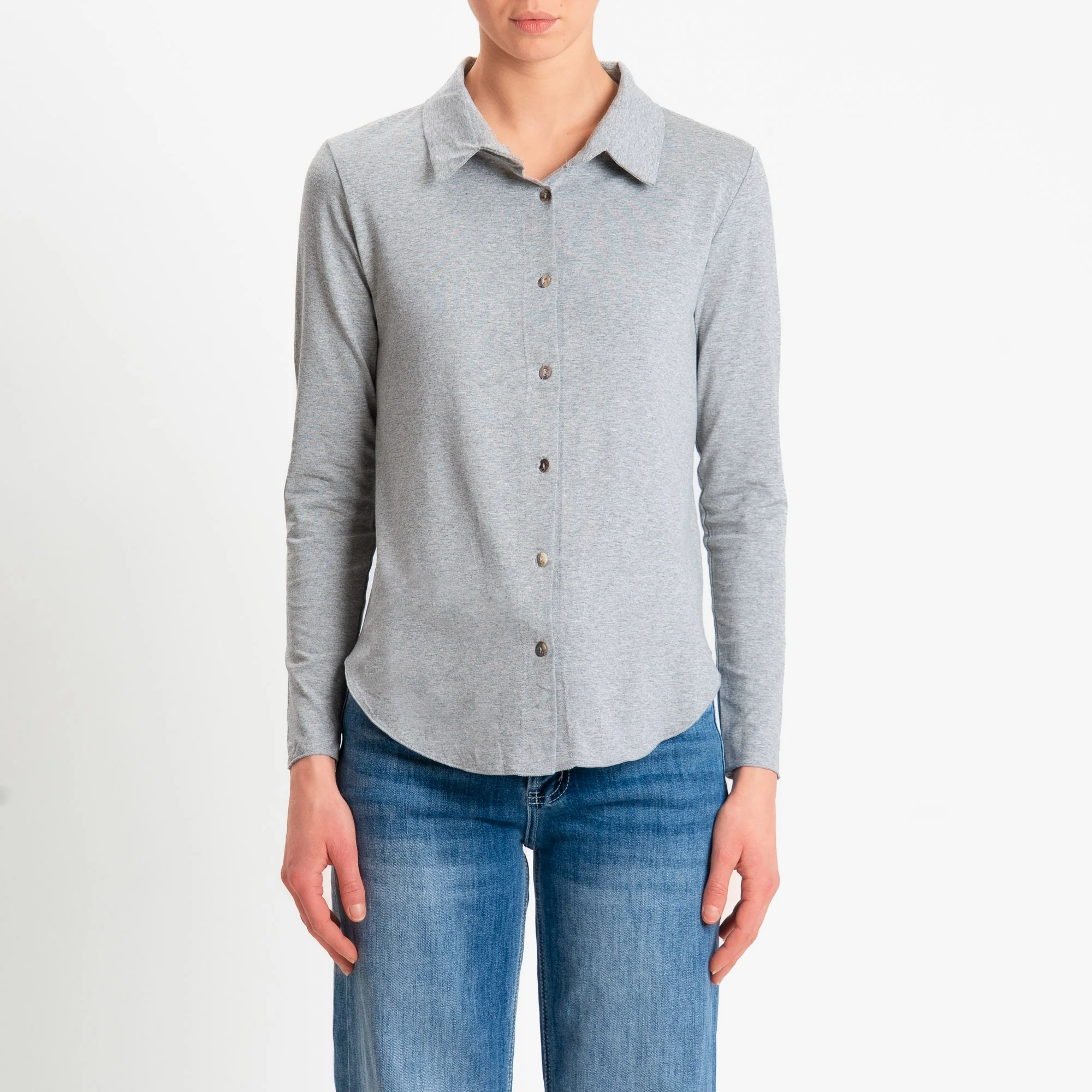 Zeroassoluto-Camicia CARLY in jersey di viscosa elasticizzata - grigio melange - Image 3
