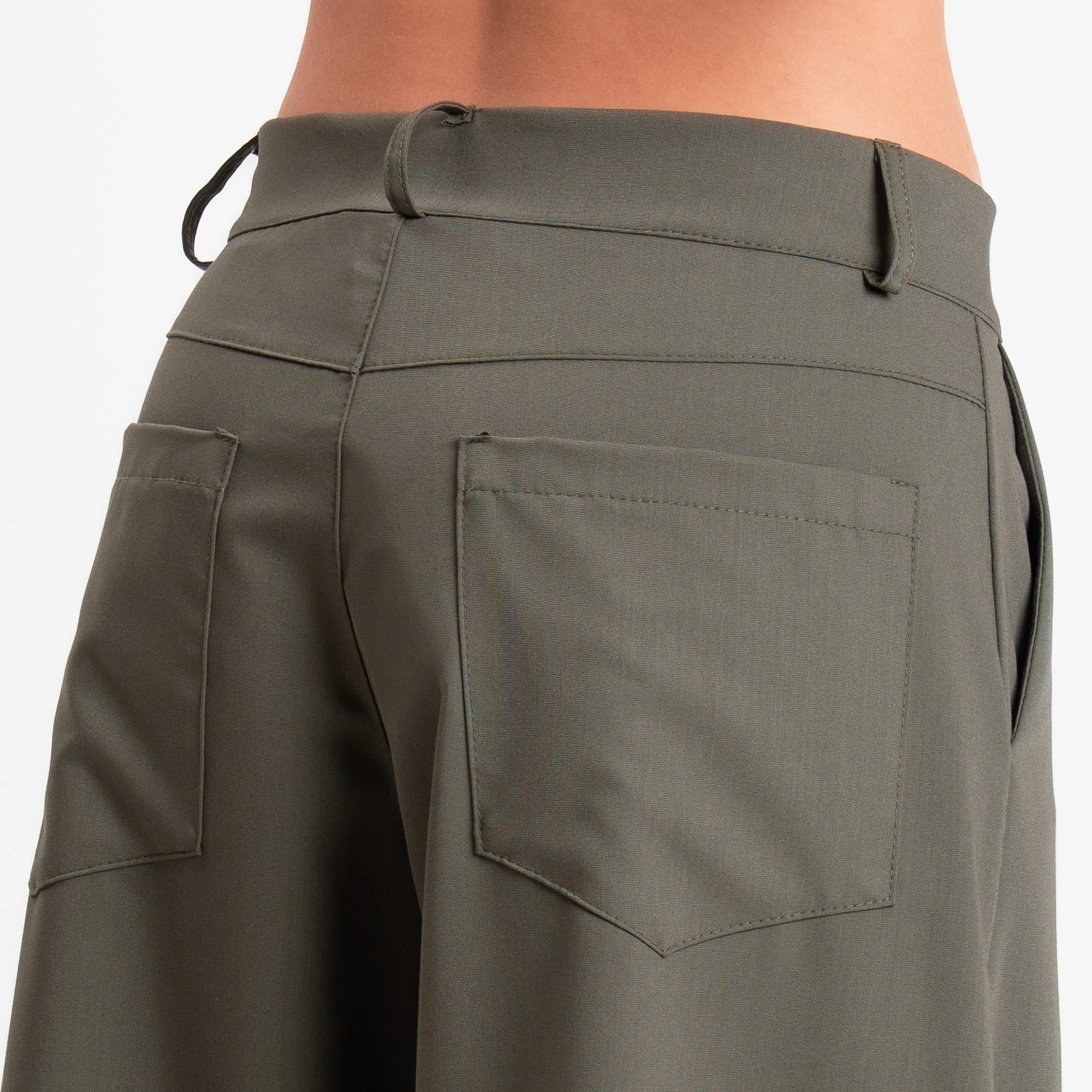 Zeroassoluto-Pantalone LUCE barrel fit in poliviscosa comfort elasticizzato - militare - Image 4