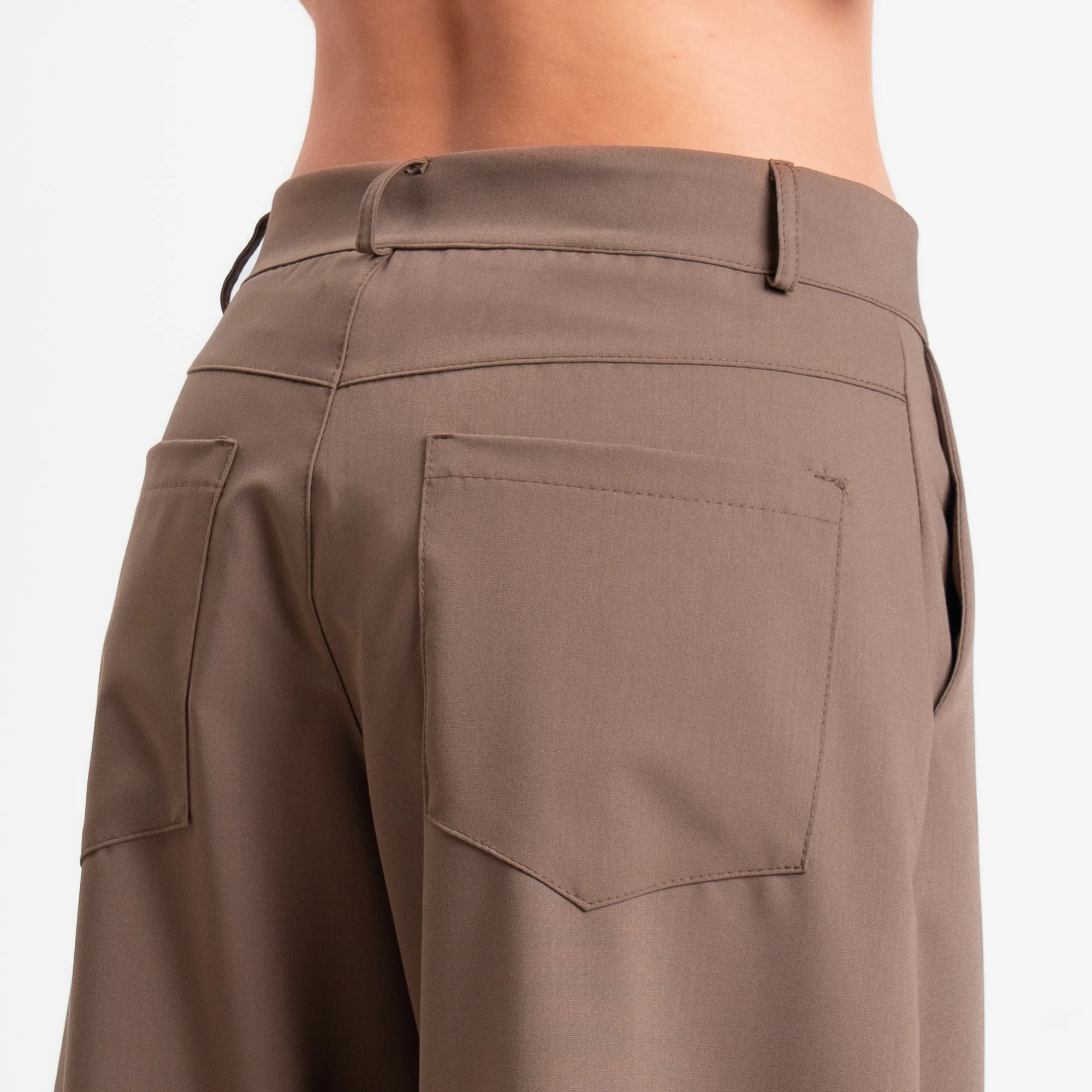 Zeroassoluto-Pantalone LUCE barrel fit in poliviscosa comfort elasticizzato - nocciola - Image 4