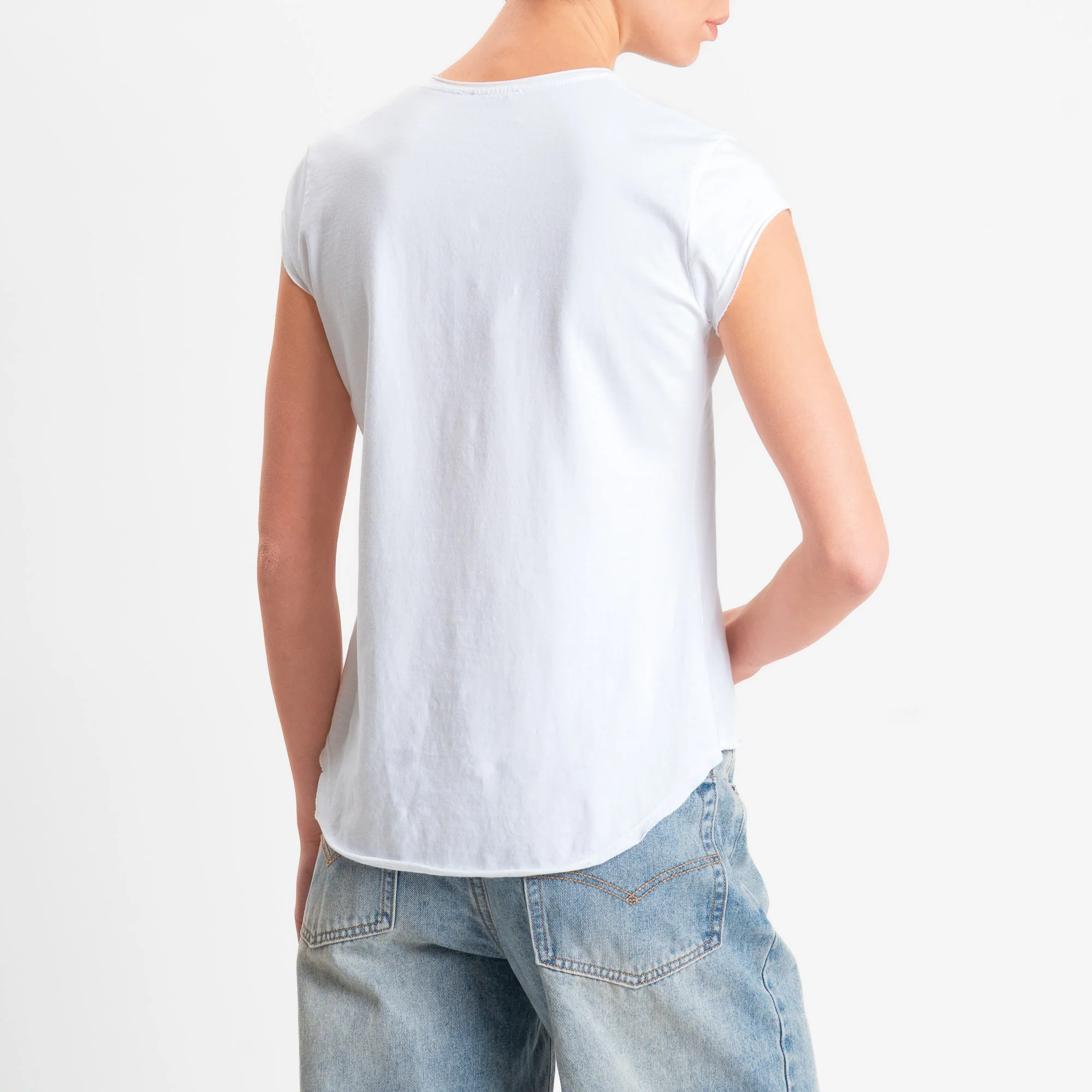 Zeroassoluto-T-shirt taglio vivo in jersey elasticizzato - bianco - Image 3