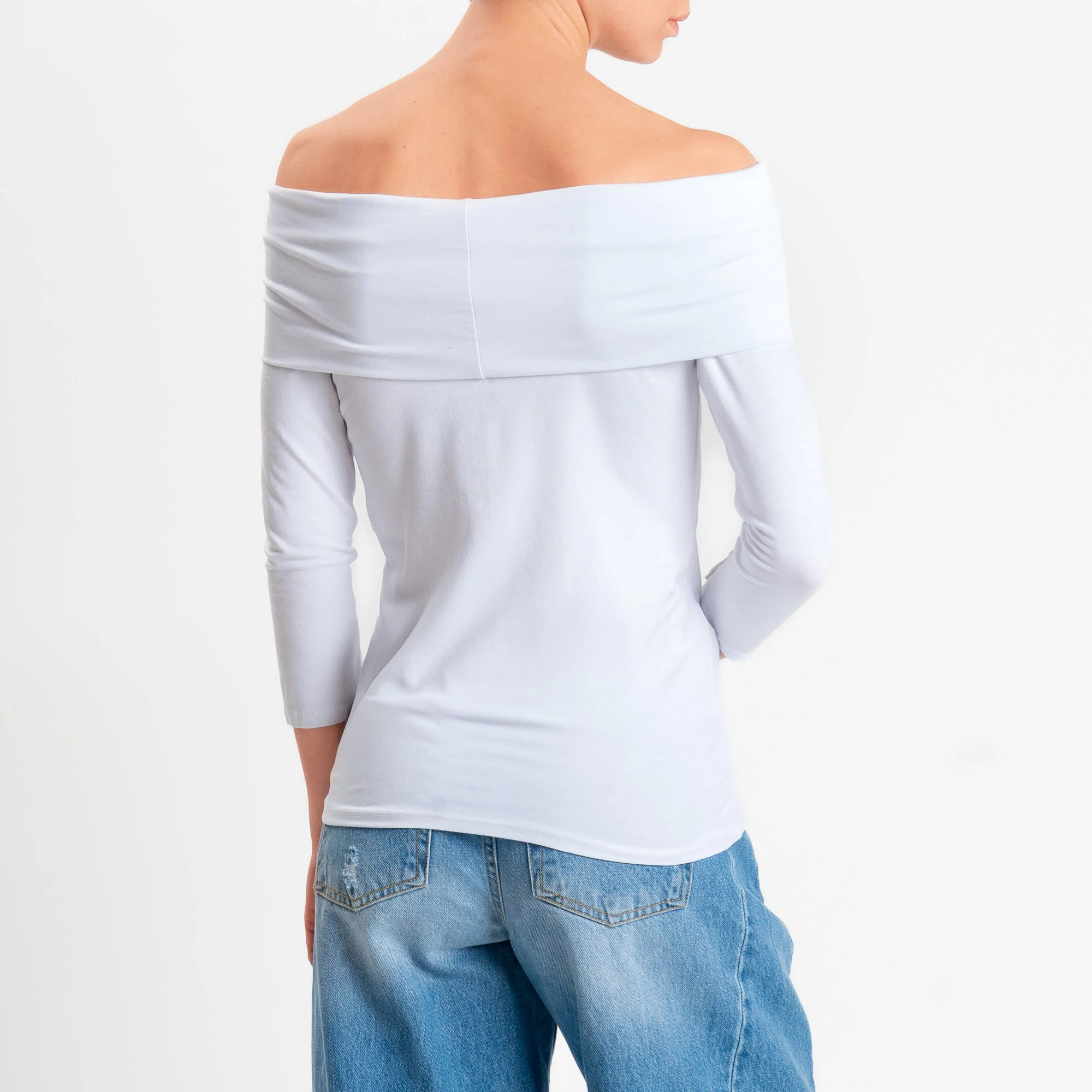 Zeroassoluto-T-shirt collo shiffer in jersey elasticizzato - bianco - Image 4