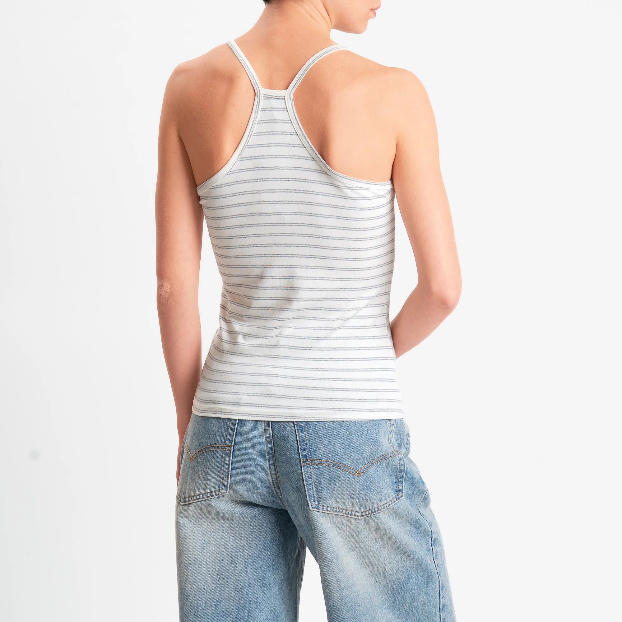 Zeroassoluto-Top a righe in jersey elasticizzato - panna/grigio melange - Image 2