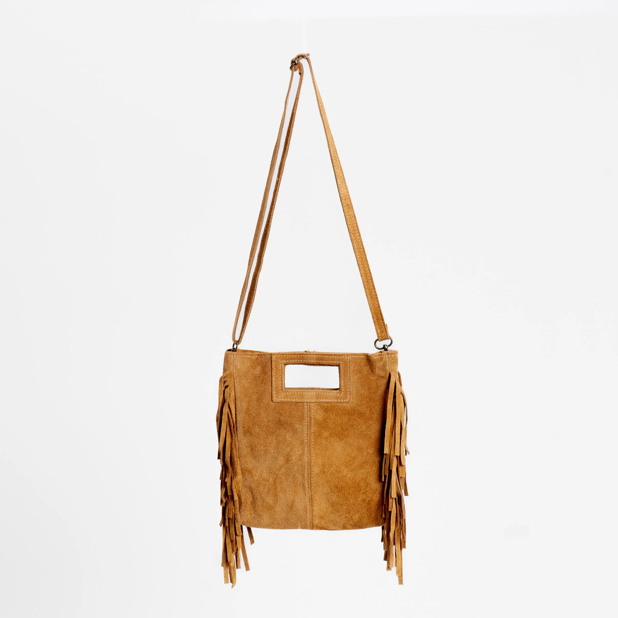 W by Whitemood-Borsa a mano con frange laterali - Senape - Image 2