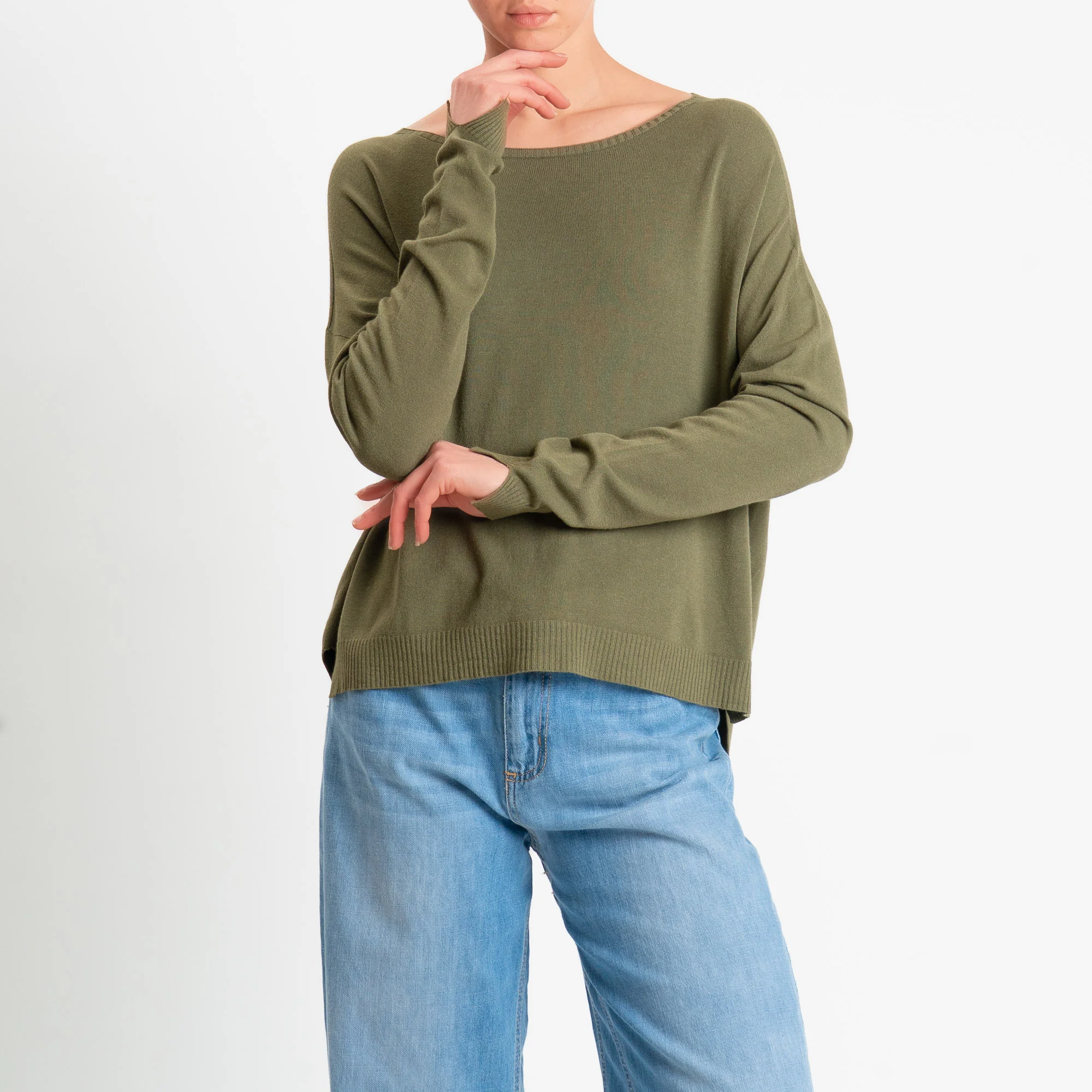 Motel-Maglia girocollo spacchi laterali - militare - Image 2
