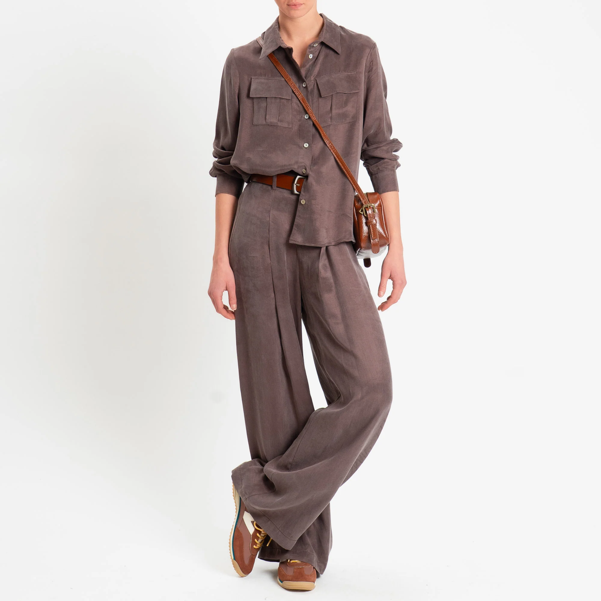 Tensione in-Pantalone CHIARA Cupro Manopesca - moka - Image 3