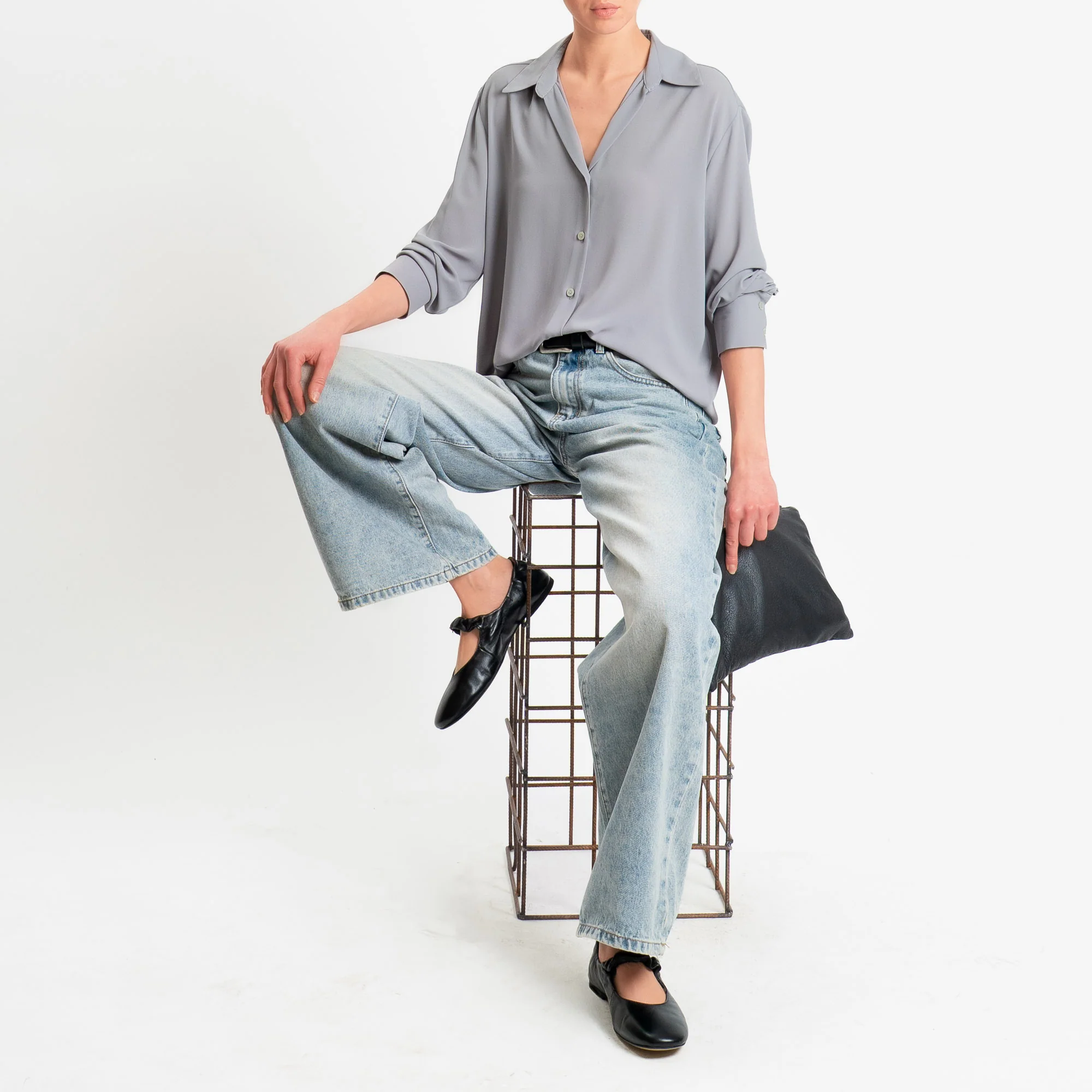 Zeroassoluto-Camicia CLAY MANO SETA - grey