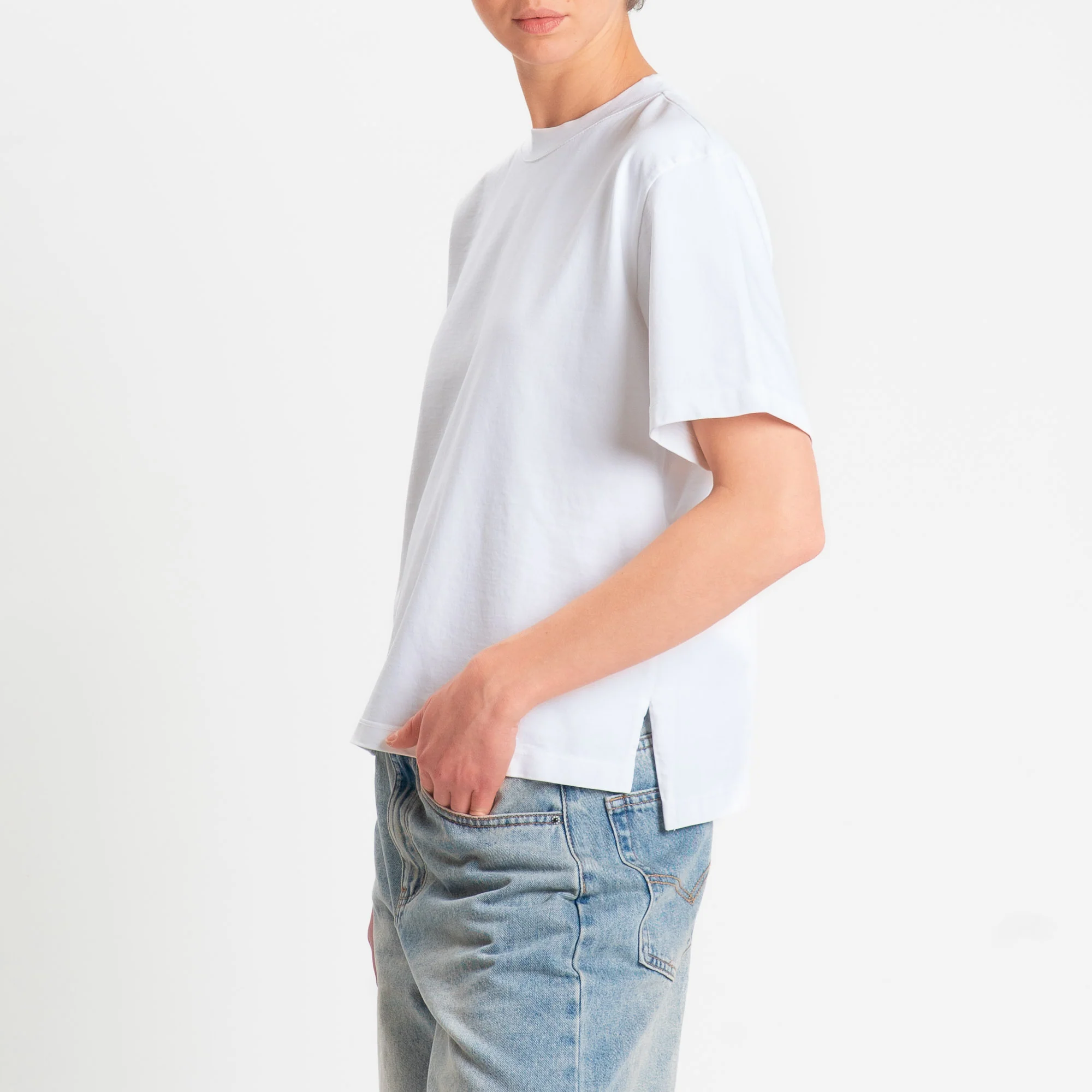 Zeroassoluto-T-shirt doppio filo con spacchi laterali - bianco - Image 3