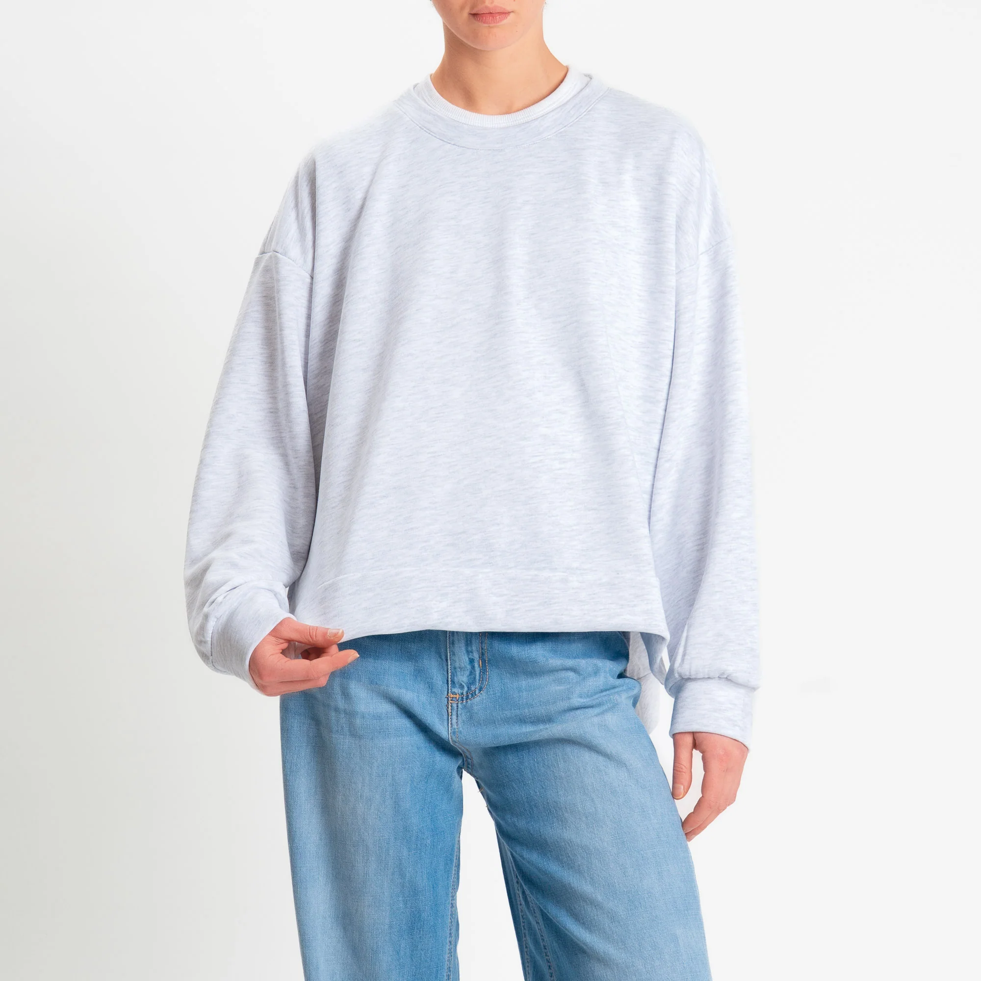 Zeroassoluto-Felpa scatola manica lunga con spacchi laterali stone wash high quality - light grey - Image 2