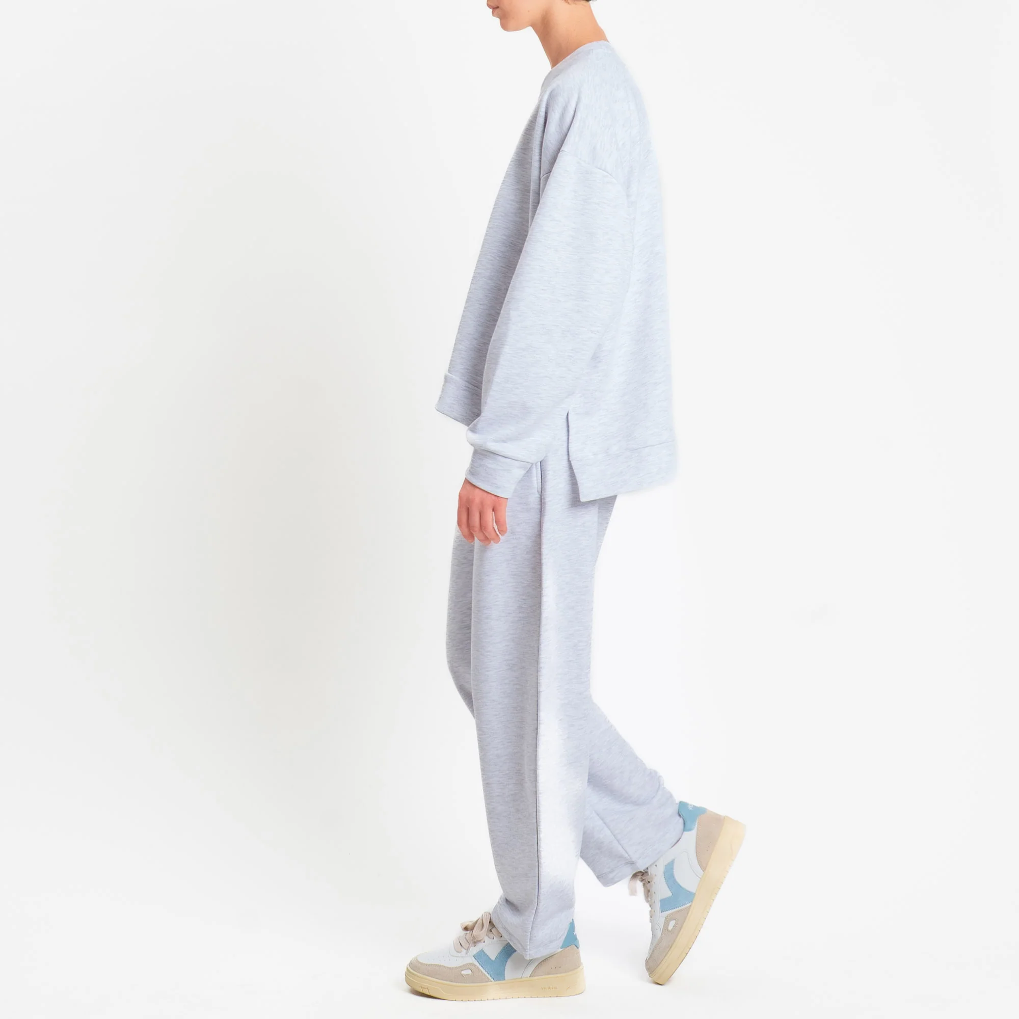 Zeroassoluto-Felpa scatola manica lunga con spacchi laterali stone wash high quality - light grey - Image 4