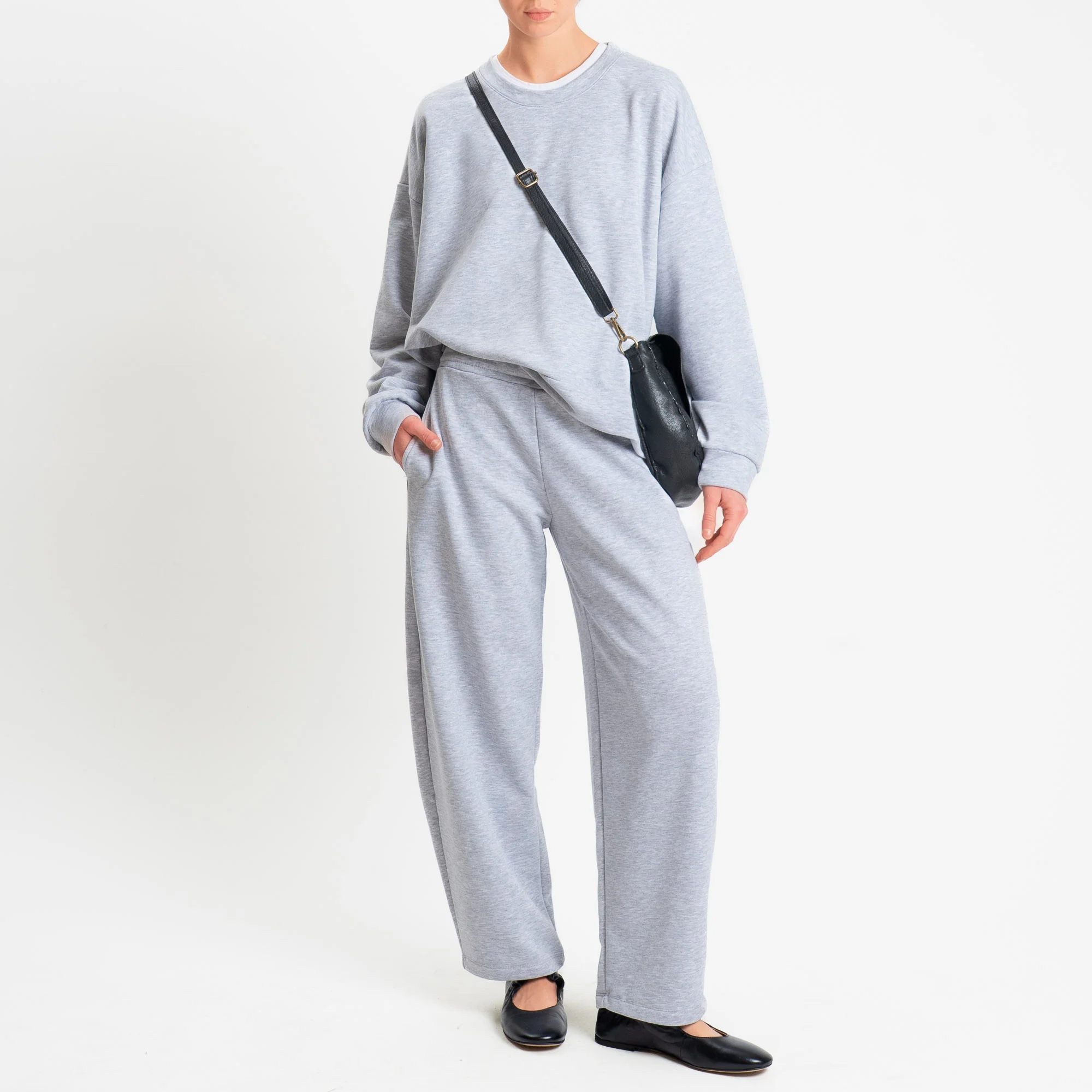 Zeroassoluto-Pantalone in felpa barrel fit stone wash high quality - grey
