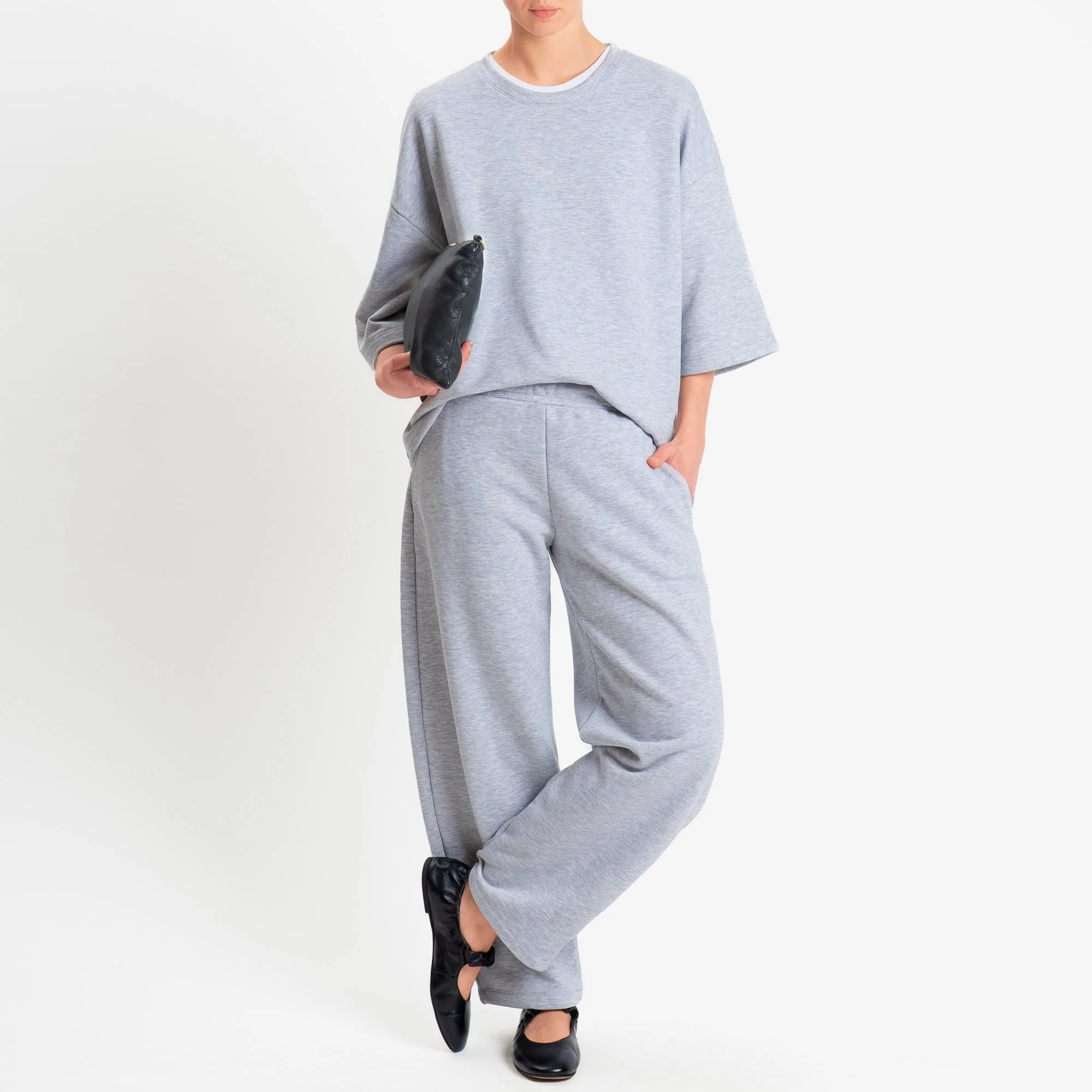 Zeroassoluto-Pantalone in felpa barrel fit stone wash high quality - grey - Image 3