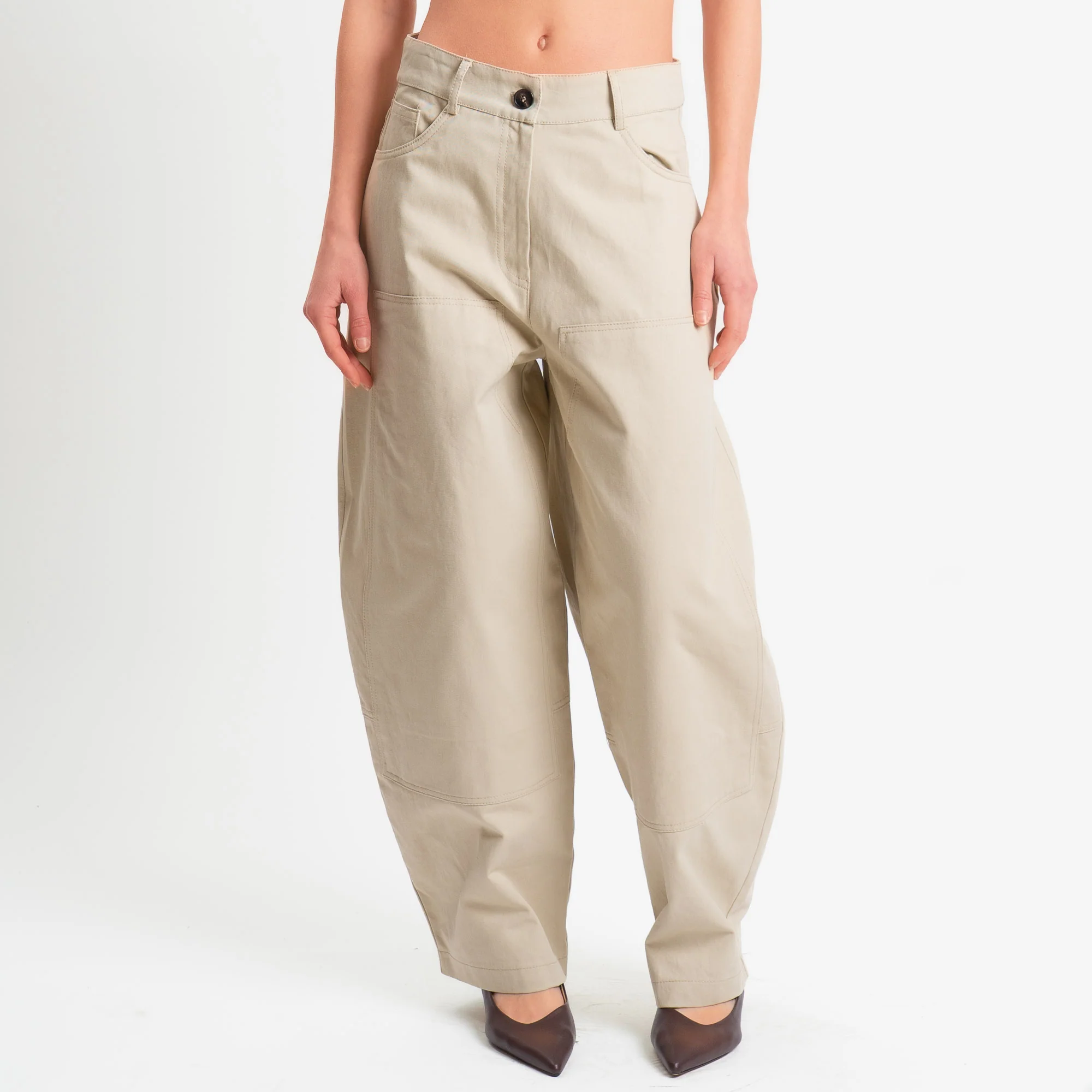 Tensione in-Pantalone carpenter relaxed fit cuciture a contrasto - avena - Image 2