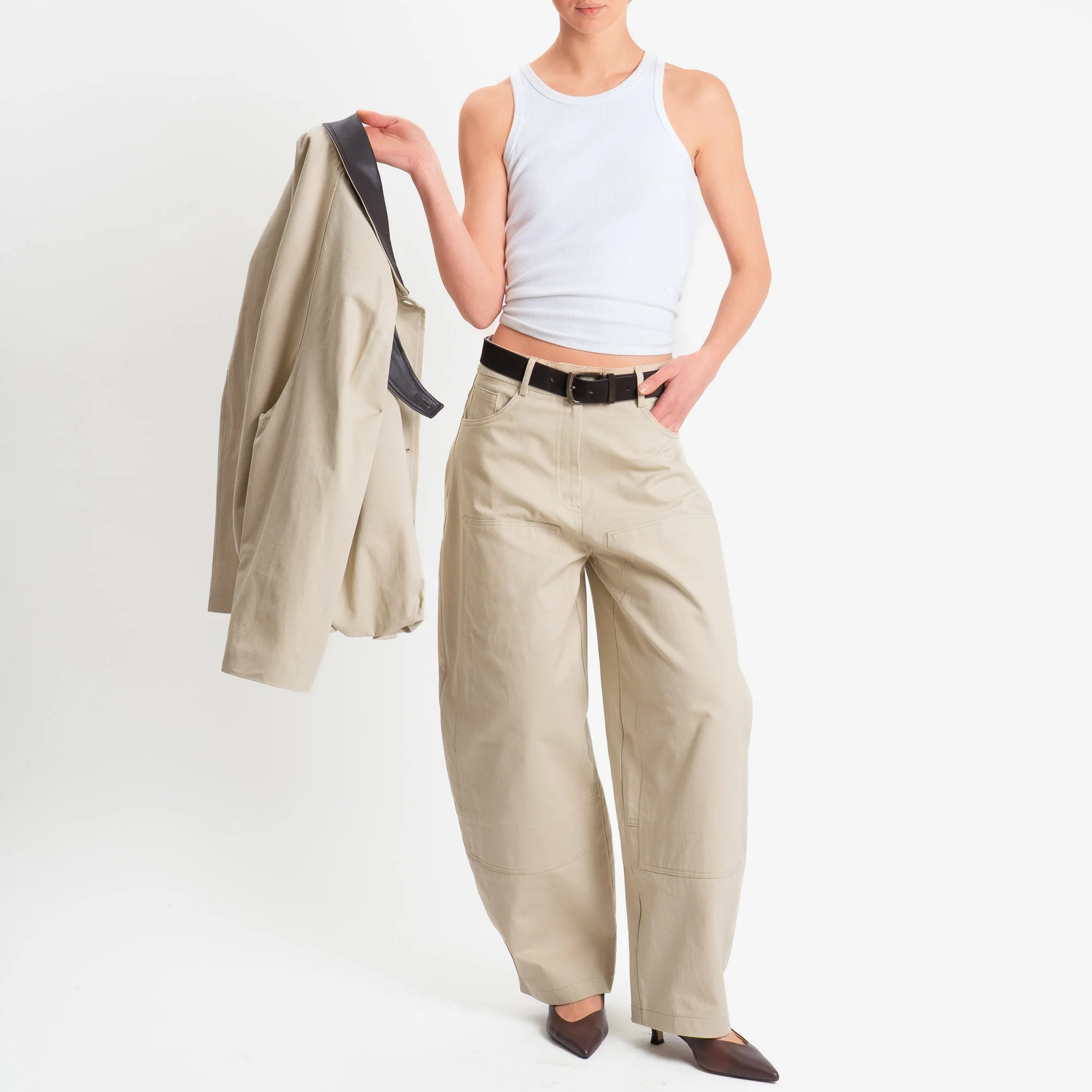 Tensione in-Pantalone carpenter relaxed fit cuciture a contrasto - avena - Image 3