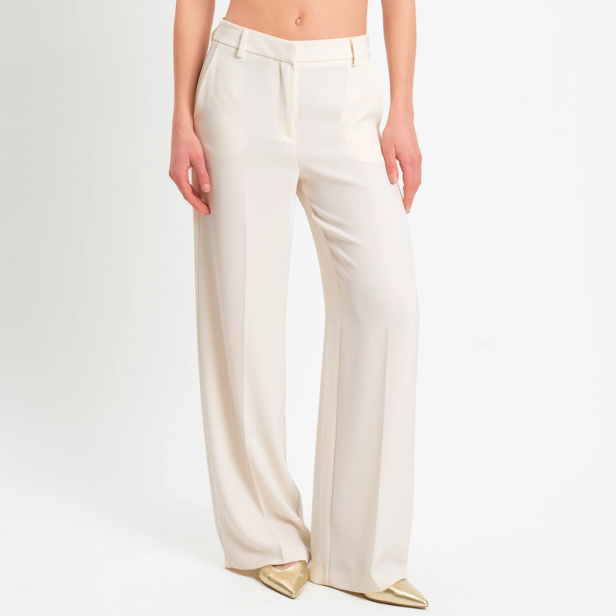 Tensione in-Pantalone palazzo tessuto fluido - latte - Image 2