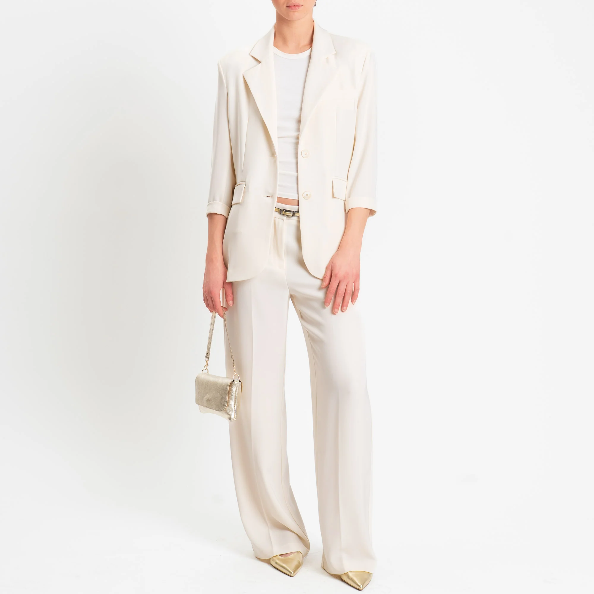 Tensione in-Pantalone palazzo tessuto fluido - latte - Image 3