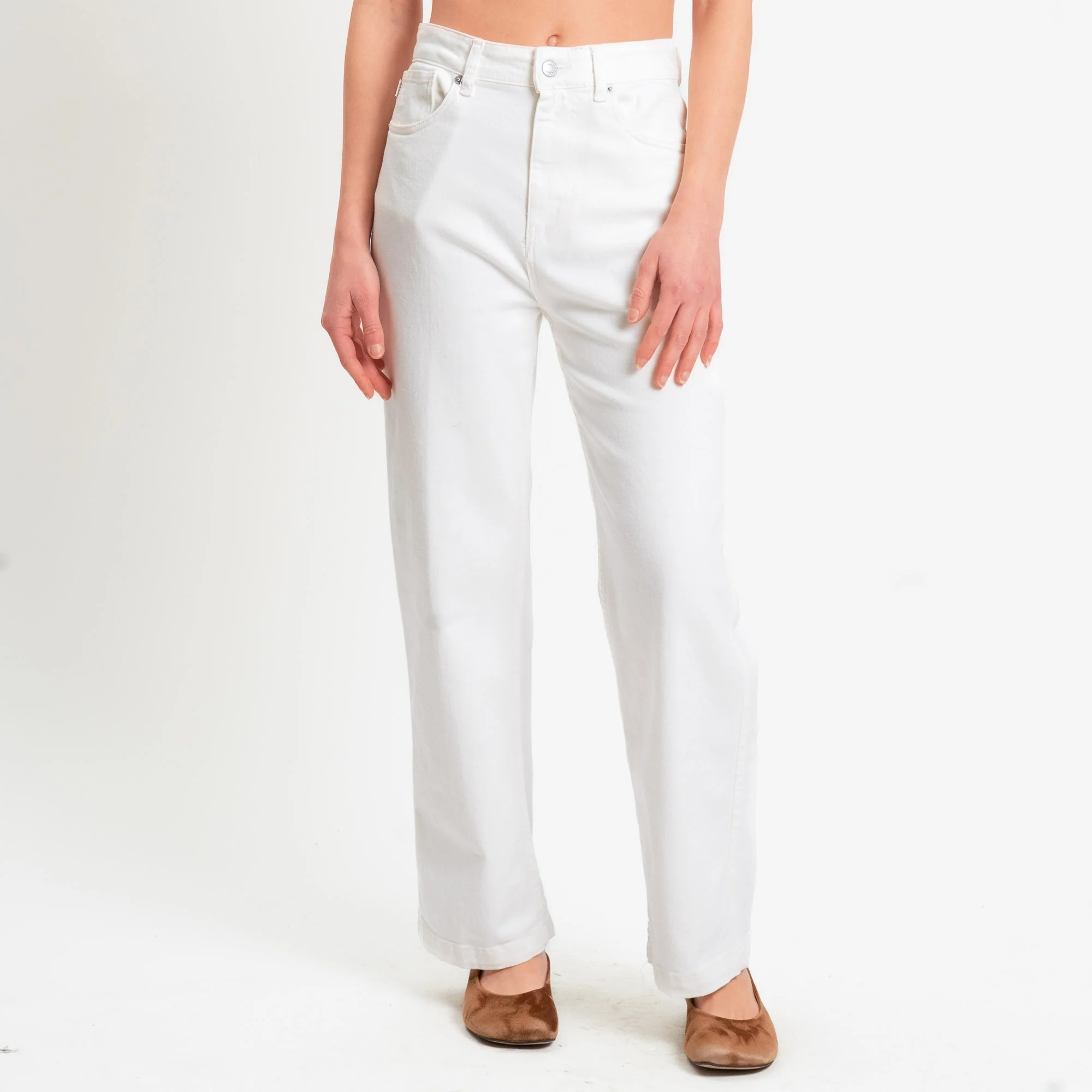 Vicolo-Pantalone KATE straight fit drill elasticizzato - Bianco - Image 2