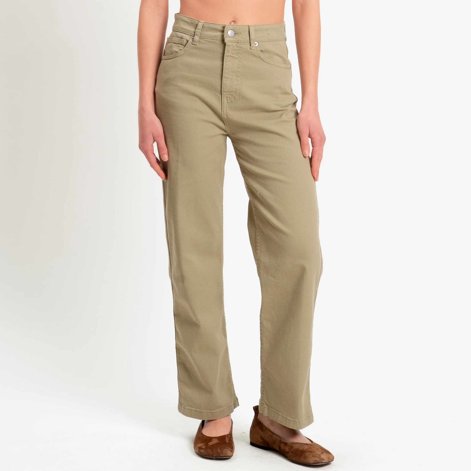 Vicolo-Pantalone KATE straight fit drill elasticizzato - salvia - Image 2