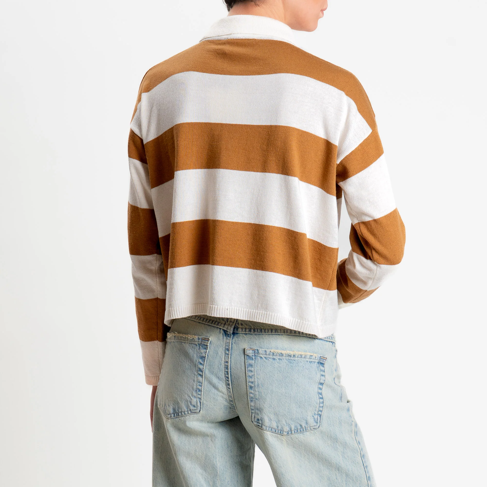 Vicolo-Maglia polo a righe - burro/cammello - Image 3