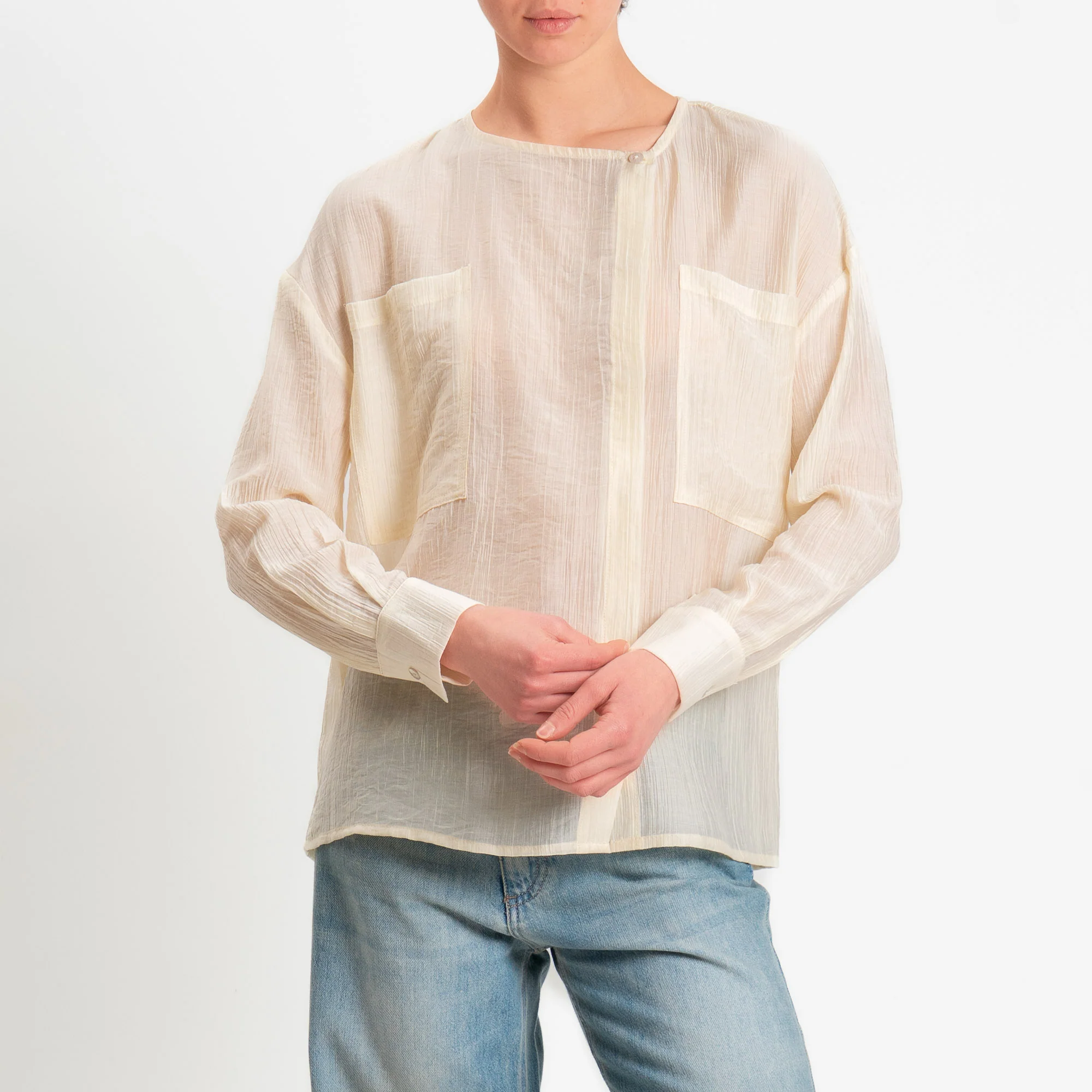 Dixie-Camicia mussola goffrata con tasche - avorio - Image 2