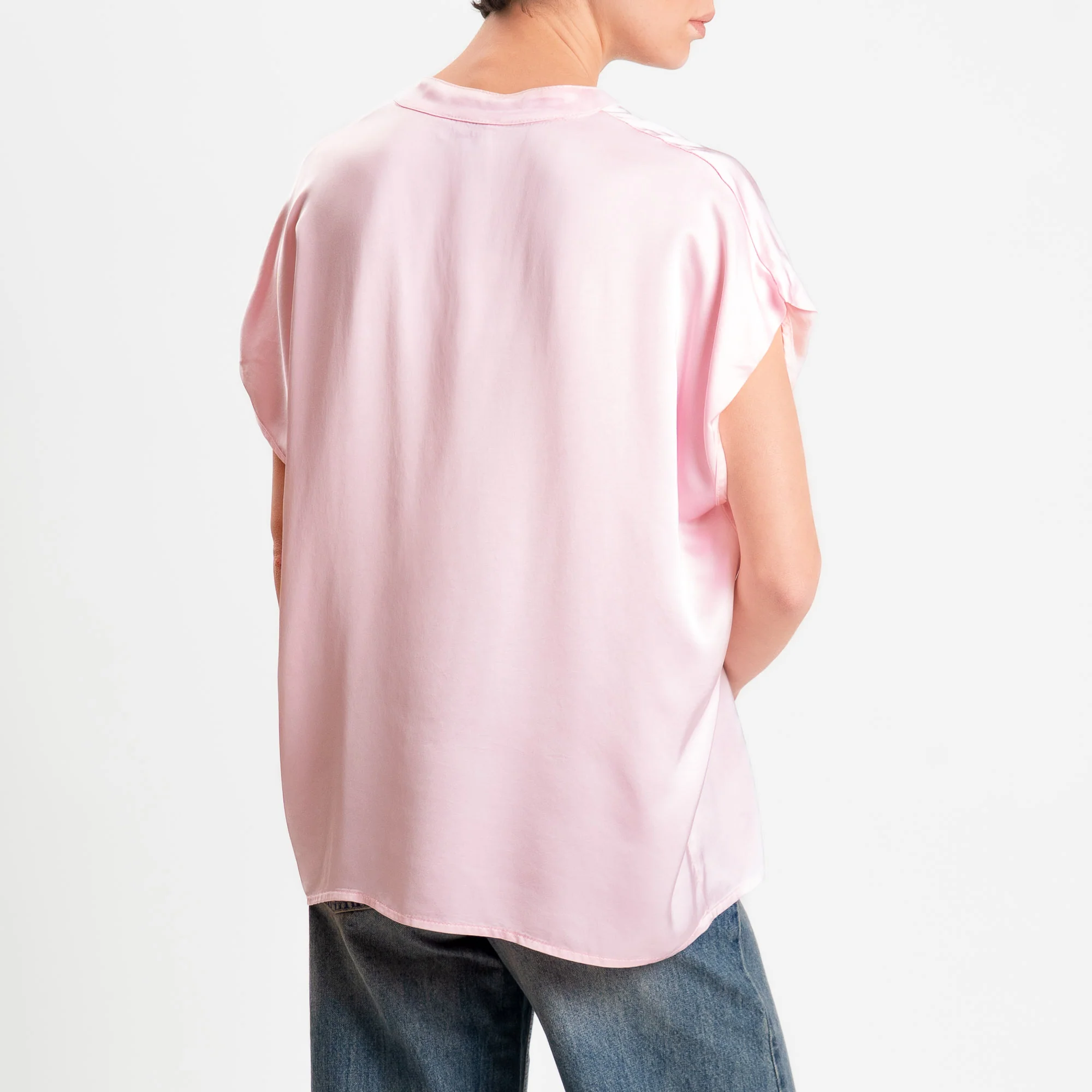 Motel-Blusa chester smanicata in satin - pink - Image 3