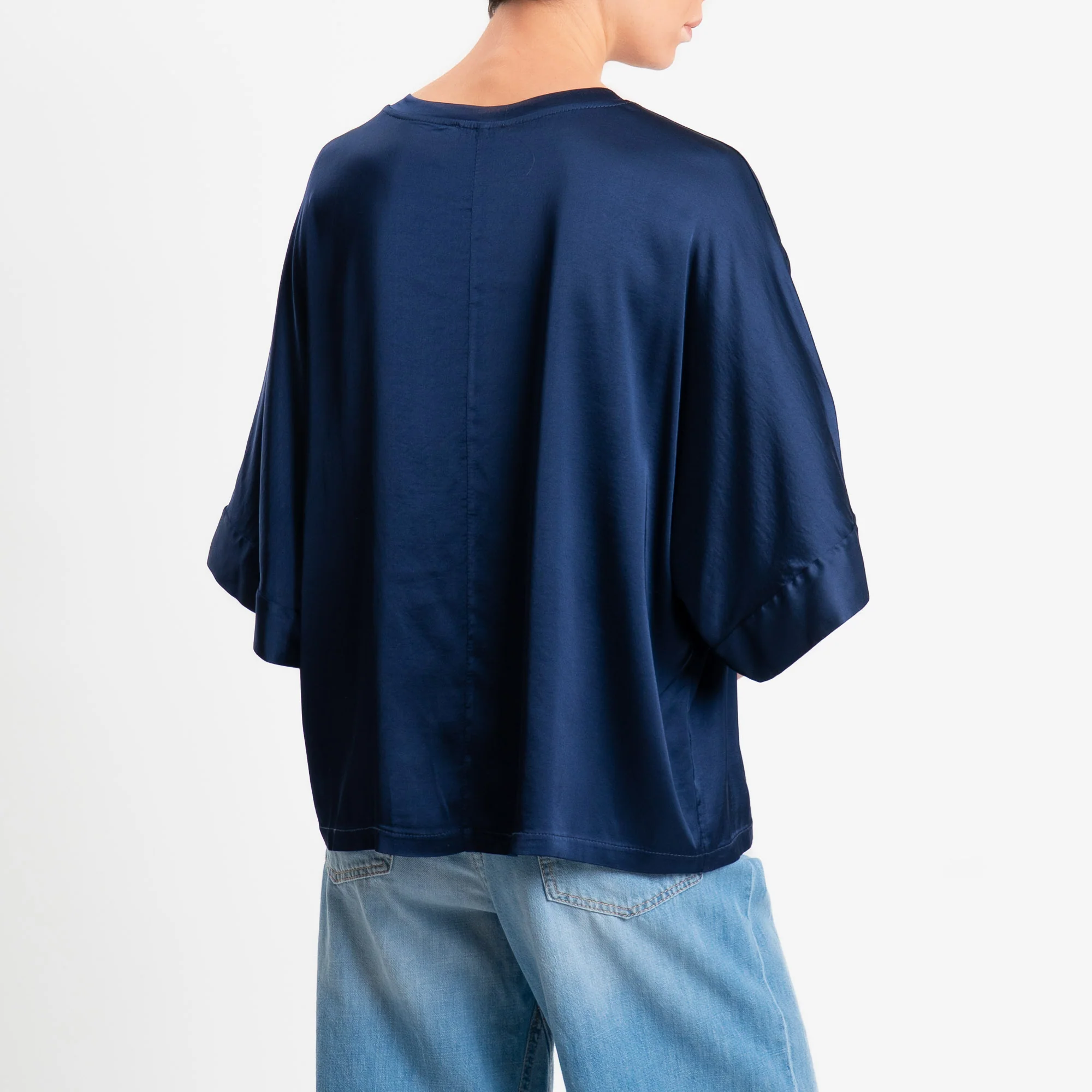 Motel-Blusa in satin manica scesa - blu - Image 3