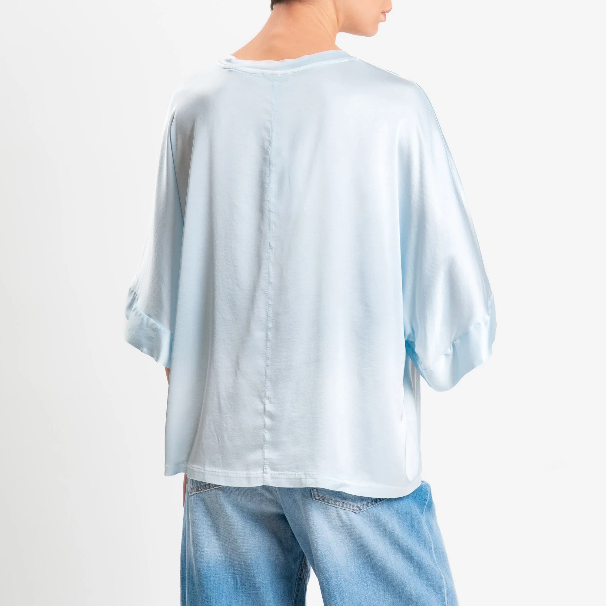 Motel-Blusa in satin manica scesa - nuvola - Image 3