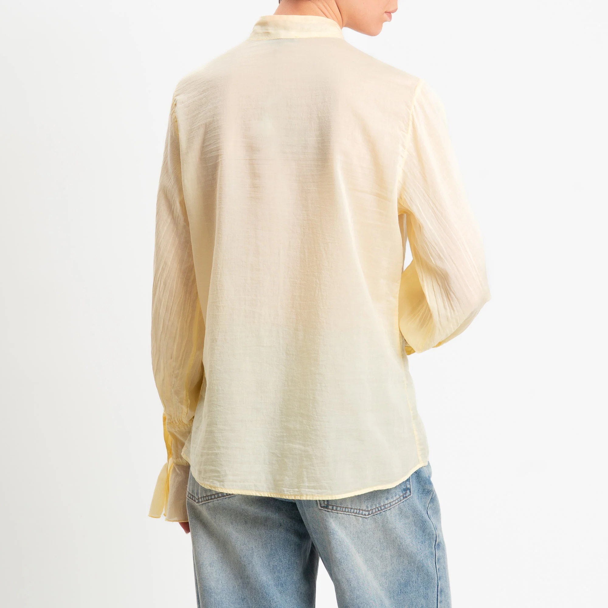 Zeroassoluto-Camicia jabot mussola di tencel/cotone - yellow - Image 3