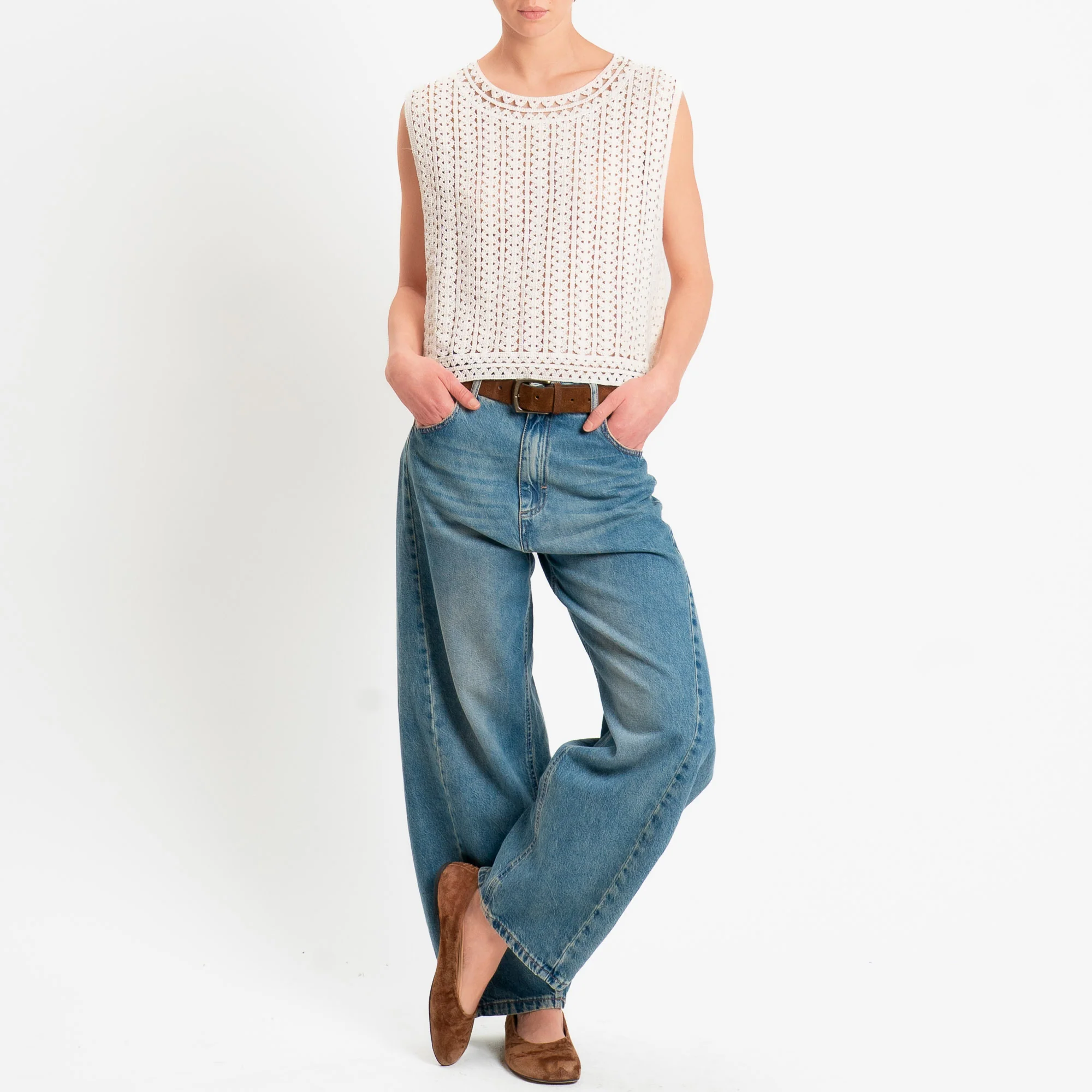 Zeroassoluto-Top in crochet - burro