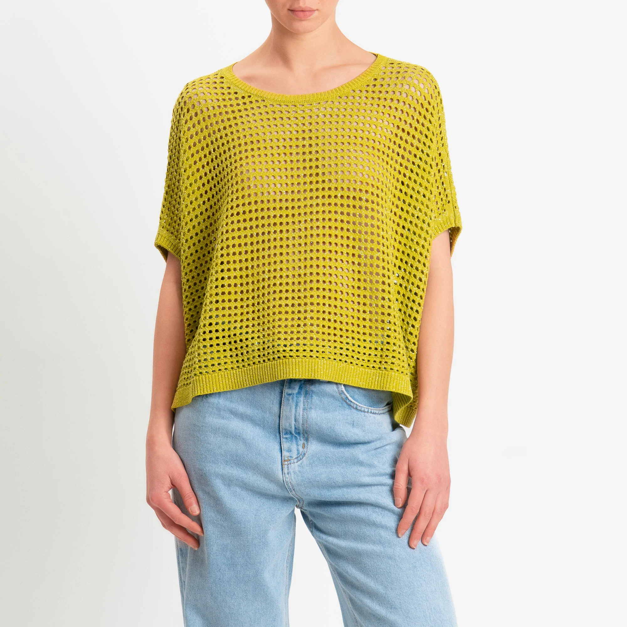 Zeroassoluto-Maglia traforata in lurex - lime - Image 2