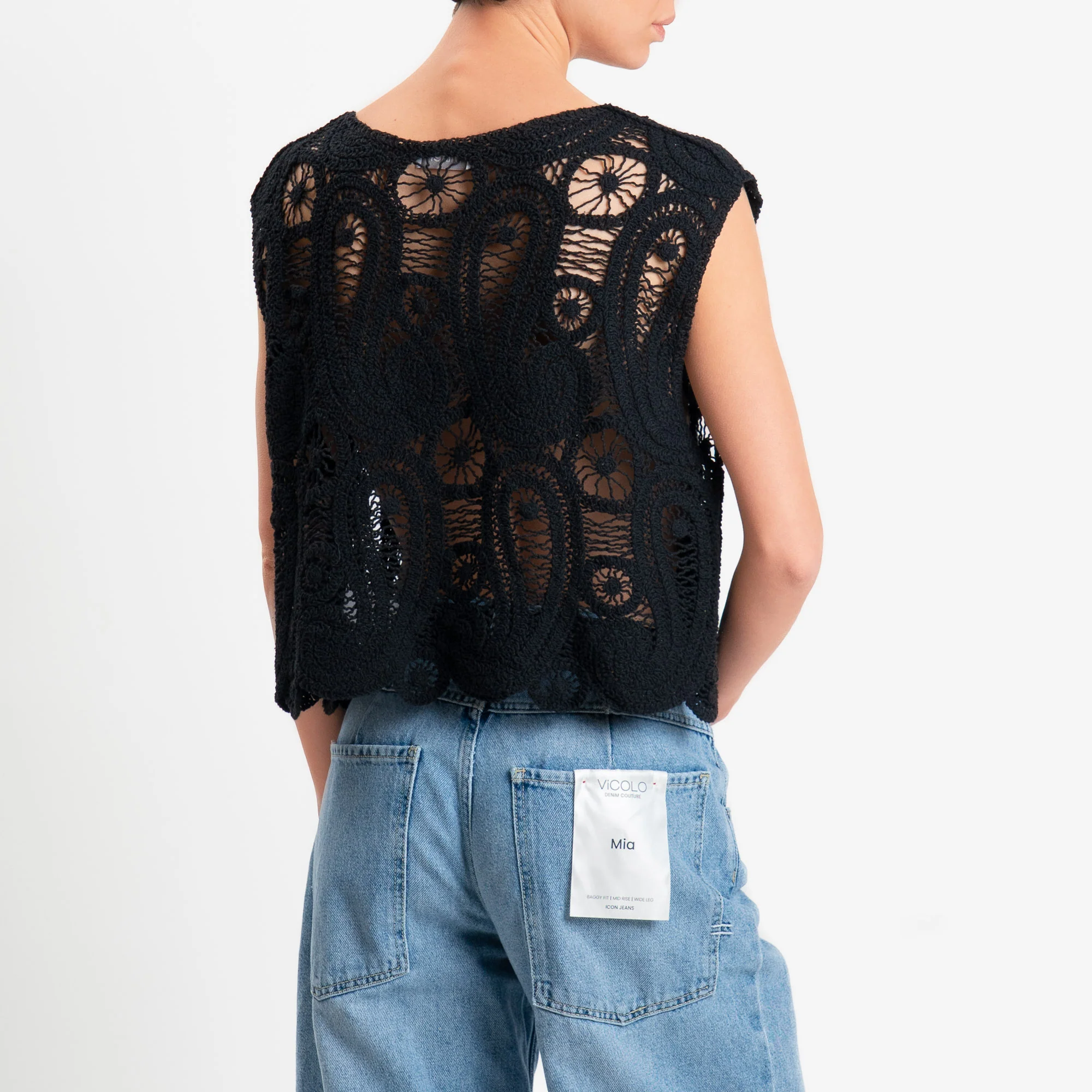 Motel-Top in crochet - nero - Image 3
