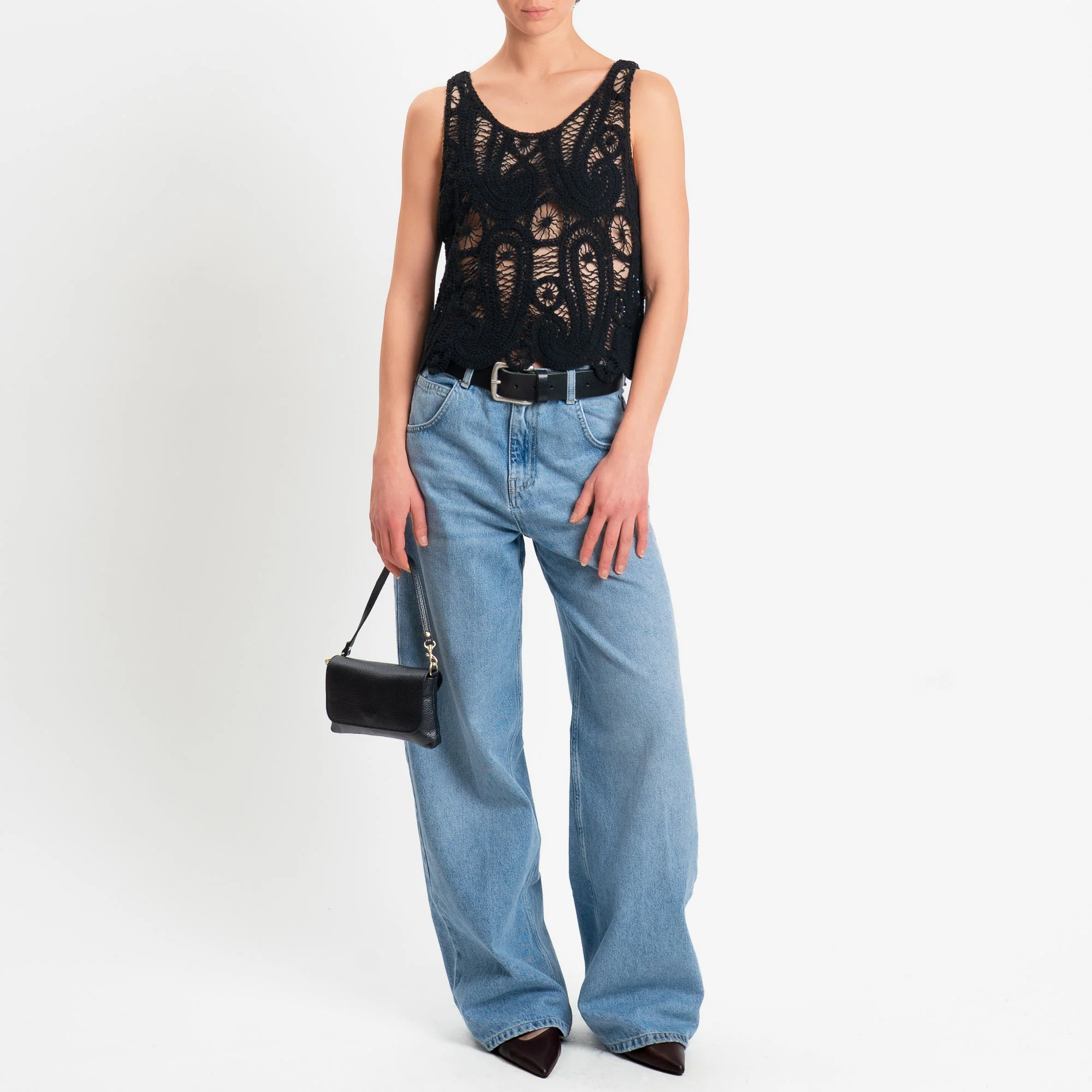 Motel-Top in crochet - nero