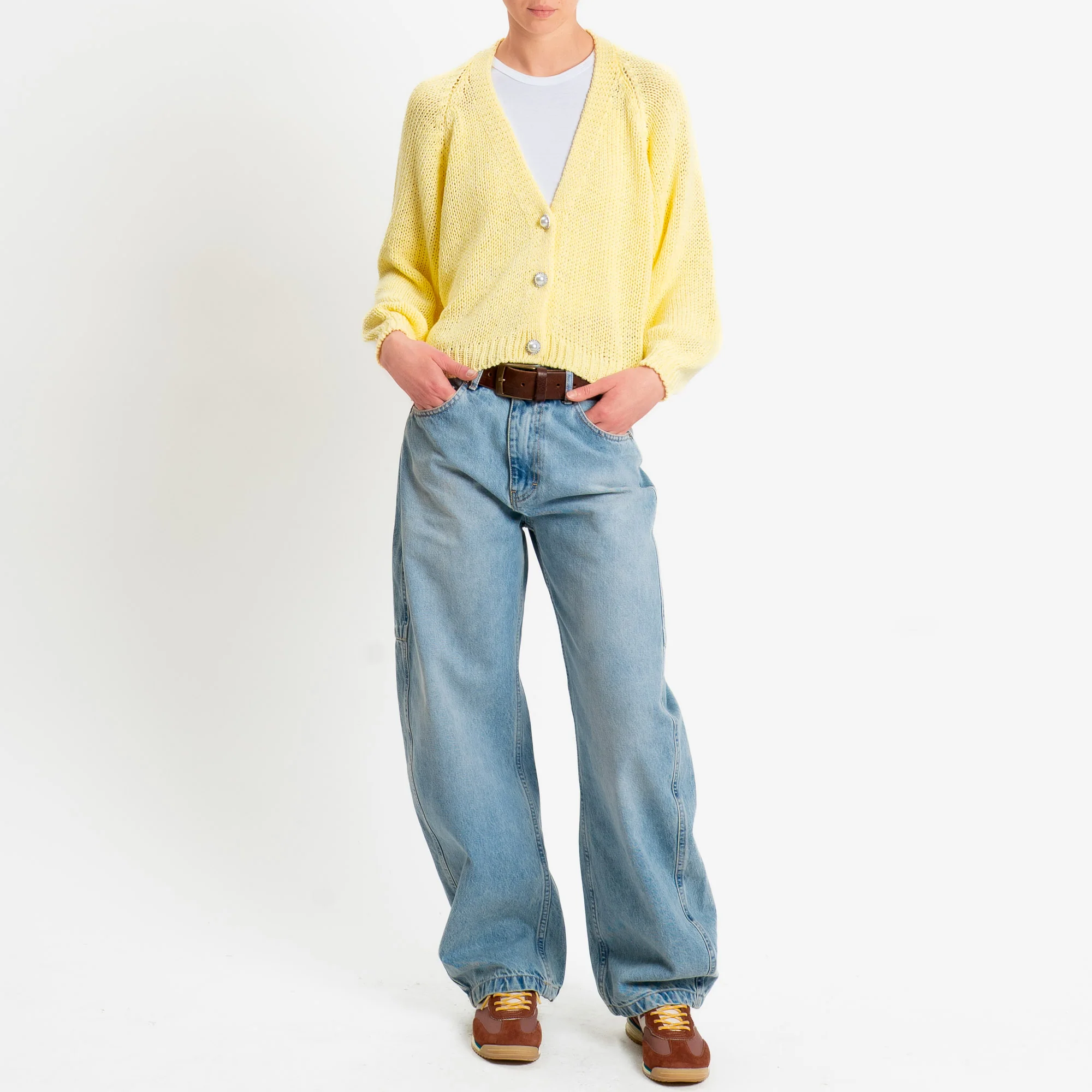 Haveone-Cardigan bottoni gioiello - giallo - Image 2