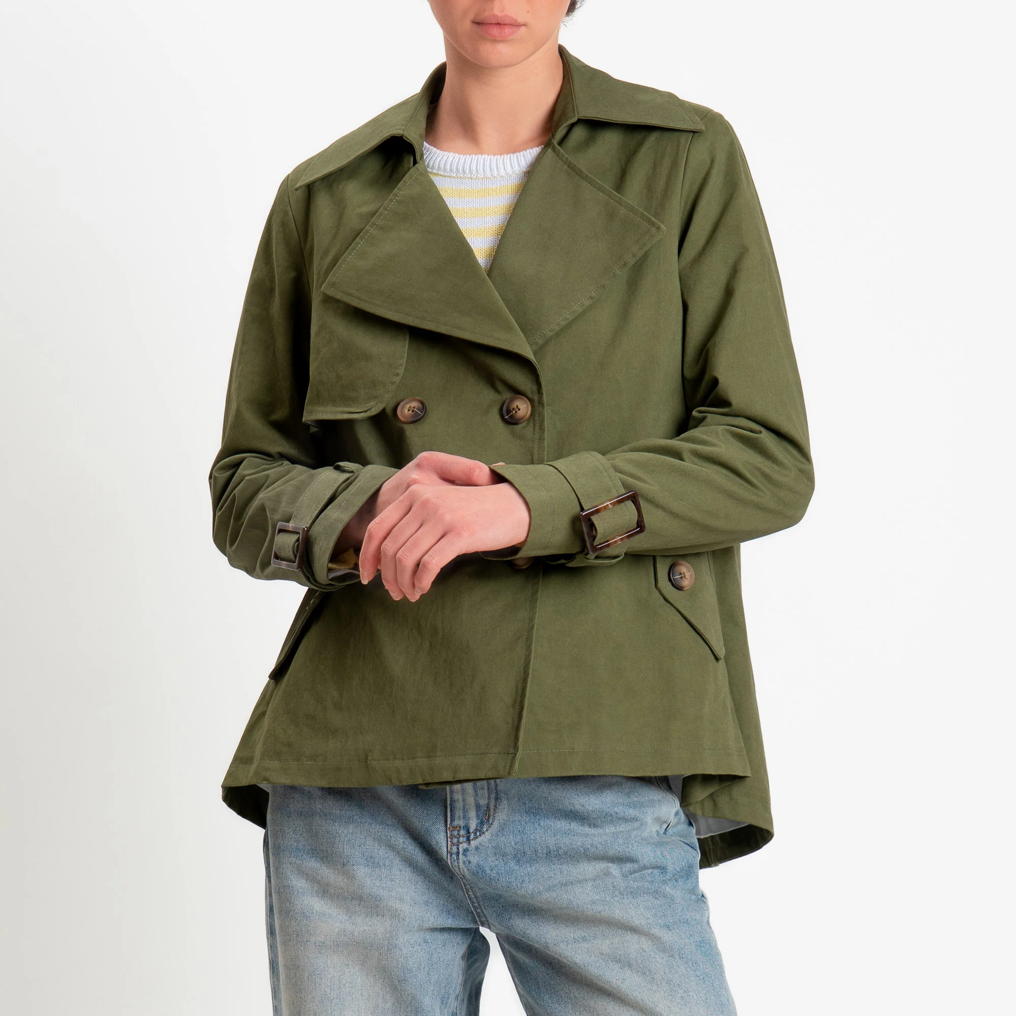 Tensione in-Trench corto doppiopetto - militare - Image 2