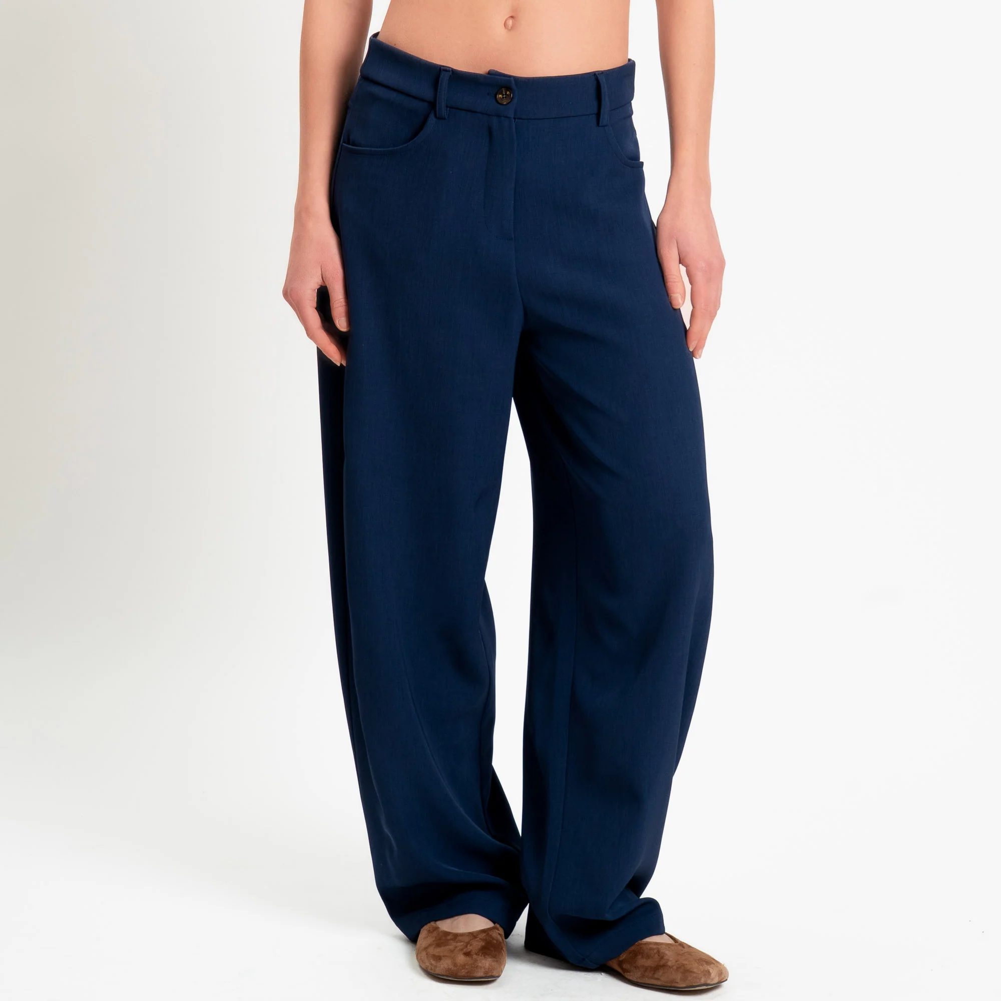 Tensione in-Pantalone wide leg tessuto fluido - blu - Image 2