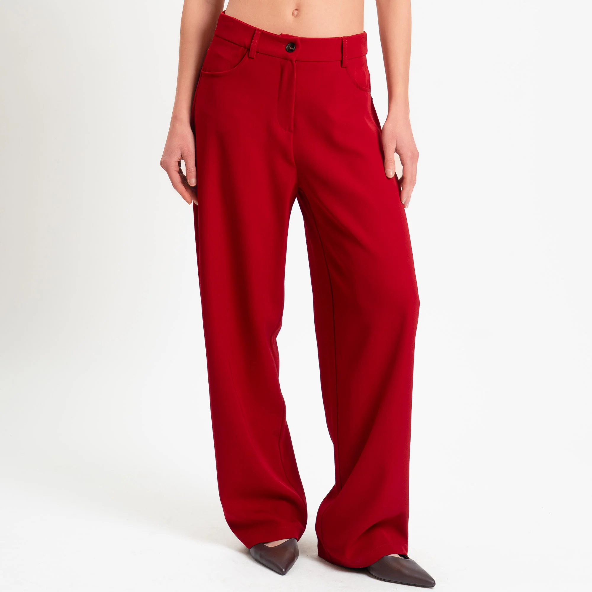 Tensione in-Pantalone wide leg tessuto fluido - rosso - Image 2
