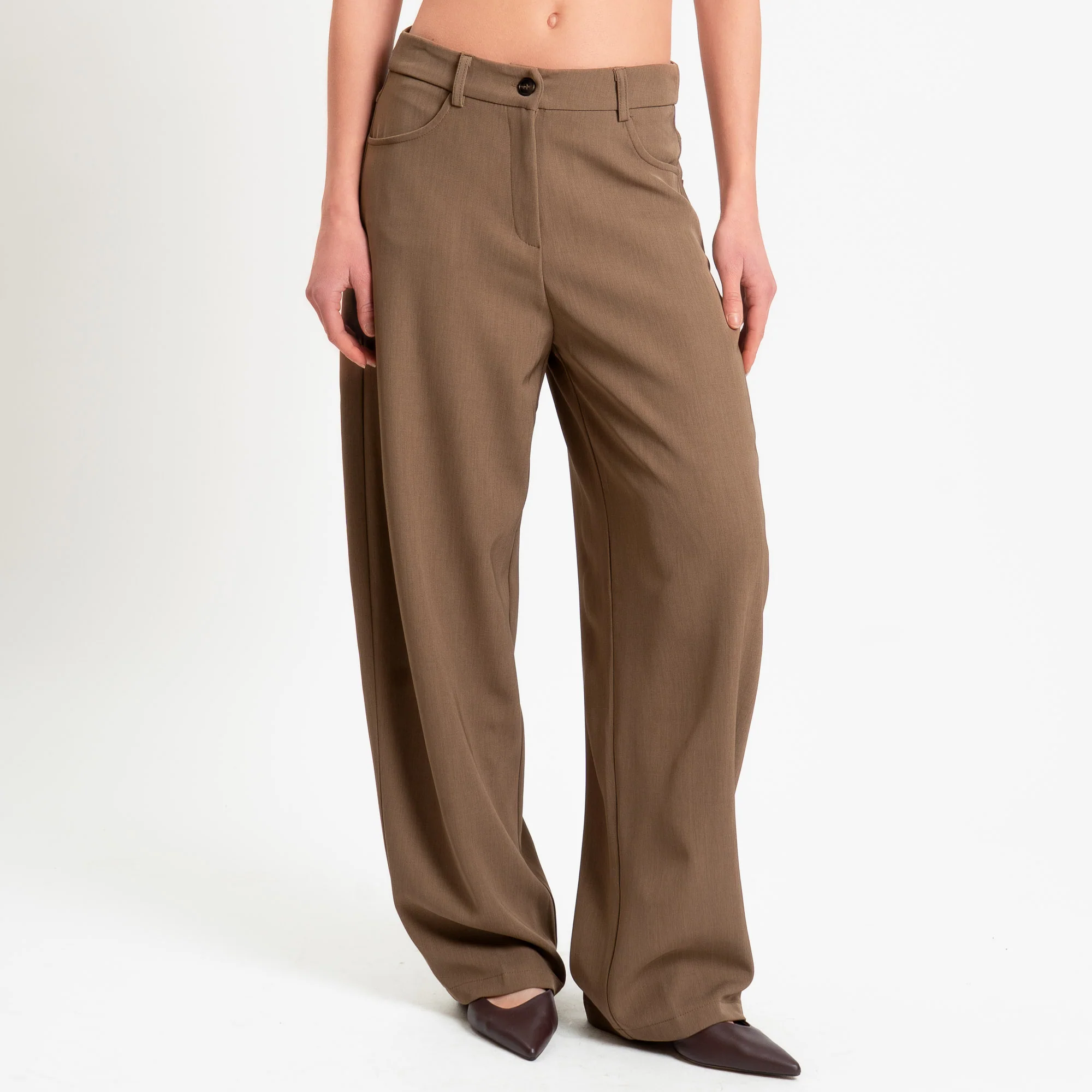 Tensione in-Pantalone wide leg tessuto fluido - tabacco - Image 2