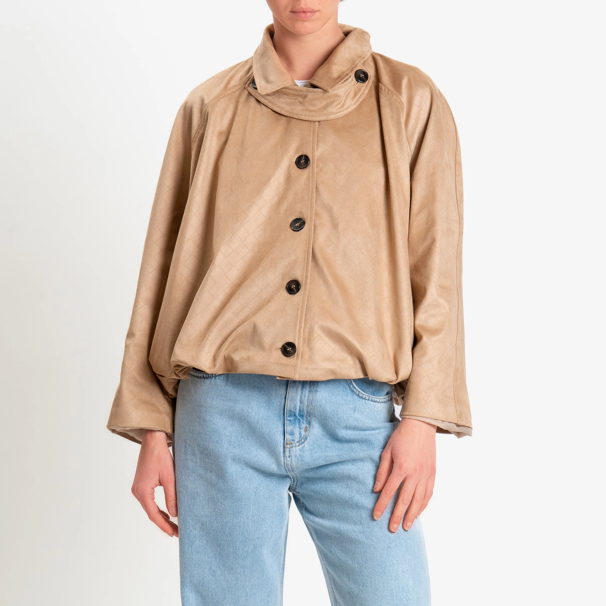 Tensione in-Bomber effetto suede texture intrecciata - beige - Image 2