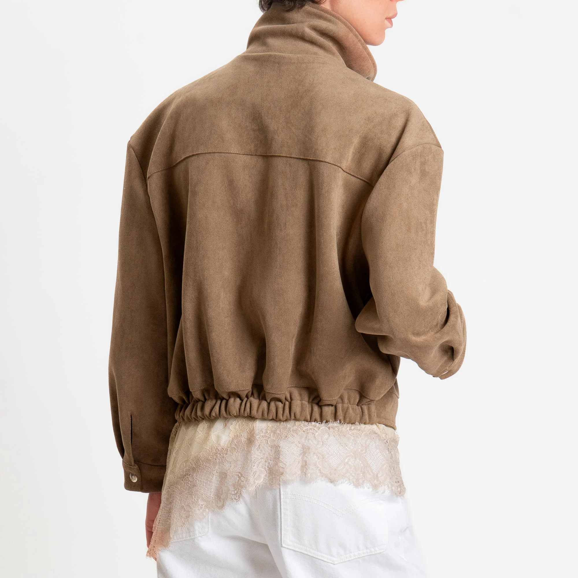 Tensione in-Bomber effetto suede - sabbia - Image 3