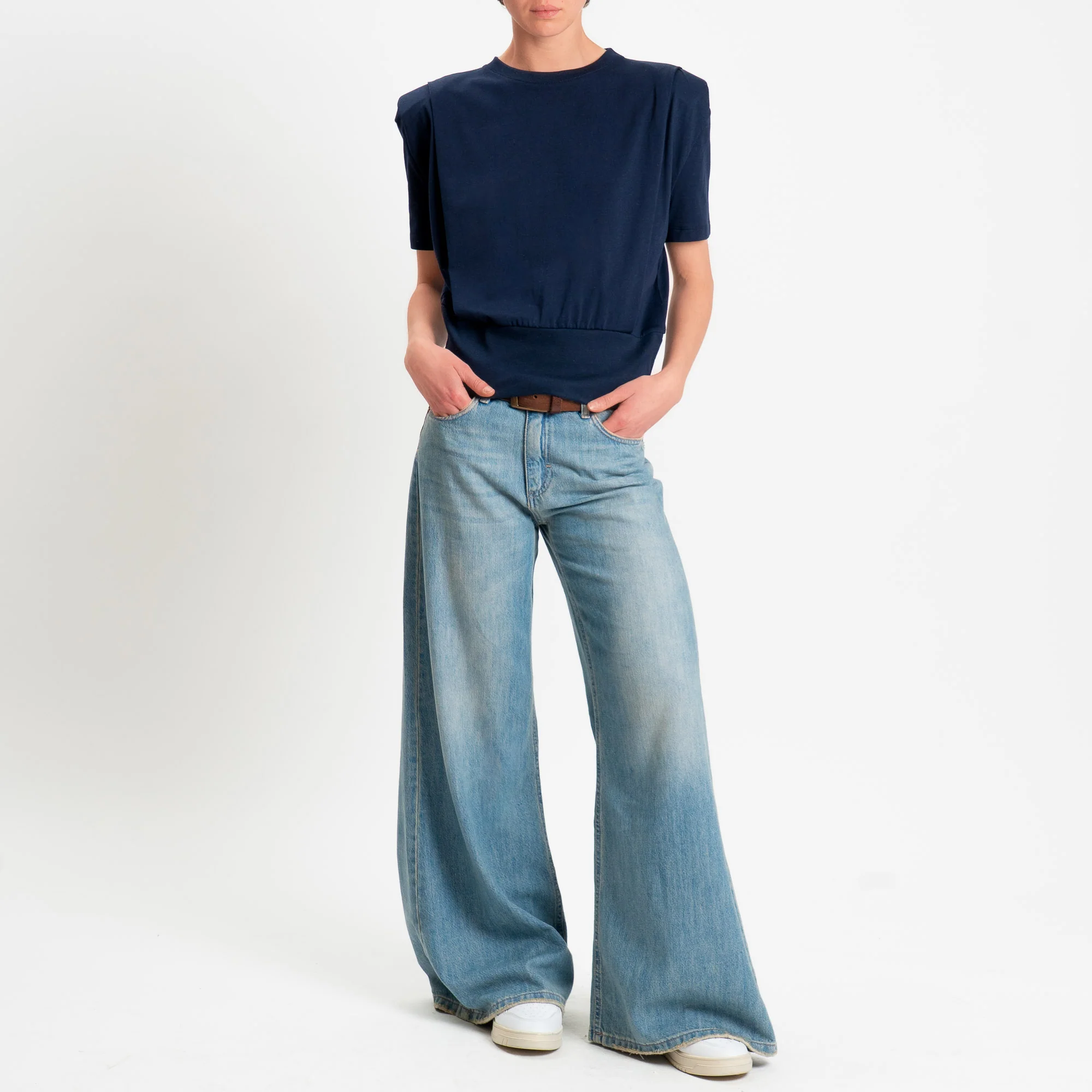 Dixie-T-shirt spalline con pinces - blu - Image 2